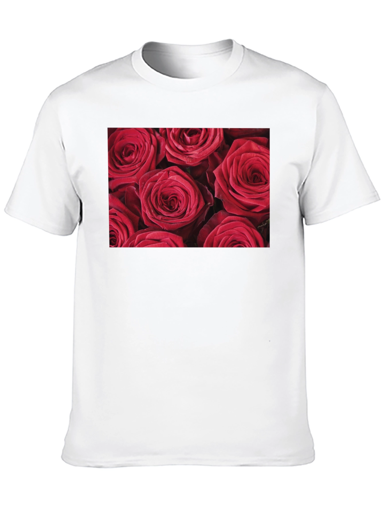 Camiseta Negra con Diseño Floral de Rosas Rojas