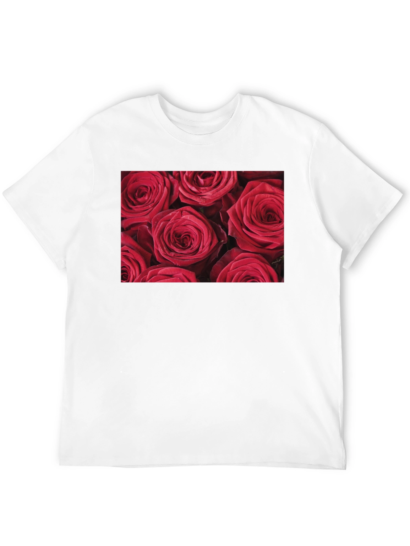 Camiseta Negra con Diseño Floral de Rosas Rojas