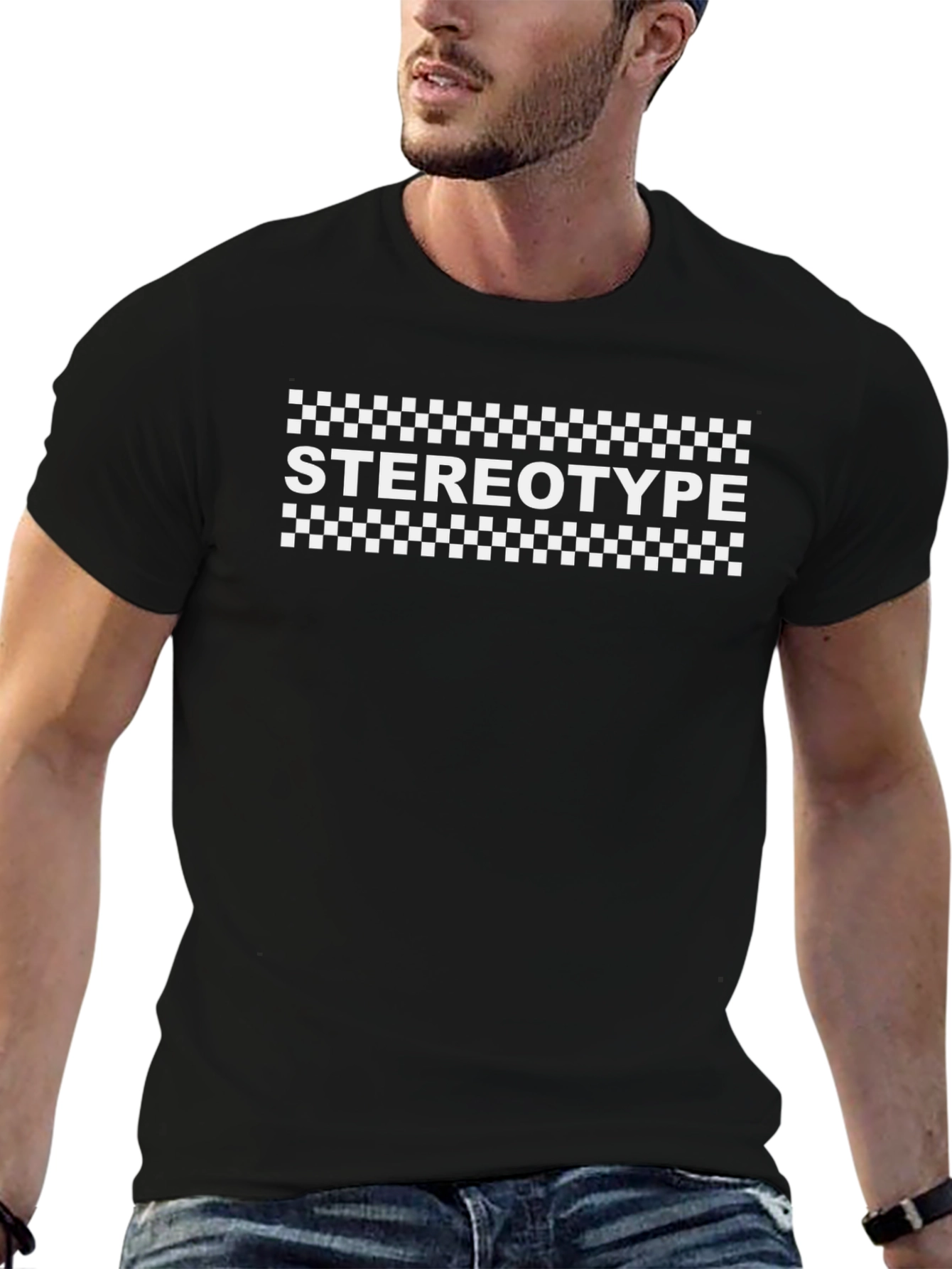 Camiseta Negra Estereotipo Damero