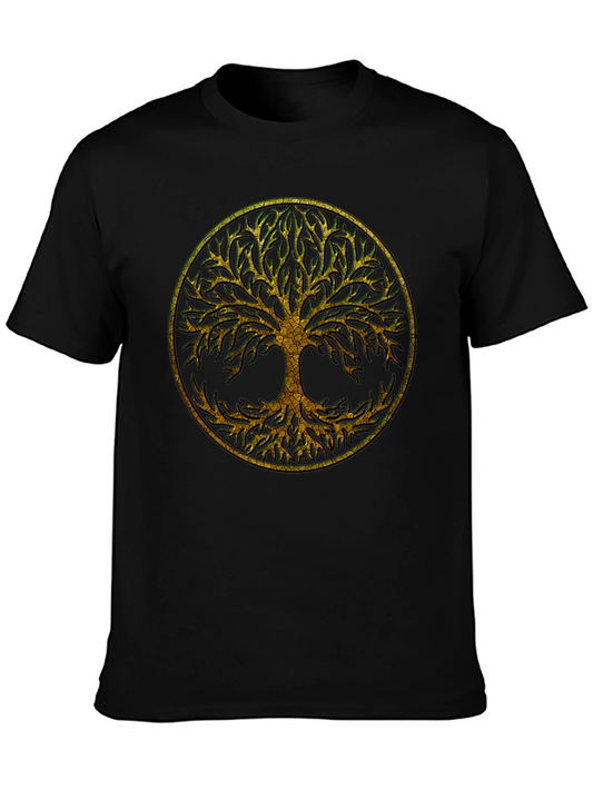 Camiseta Negra con Árbol de la Vida Dorado