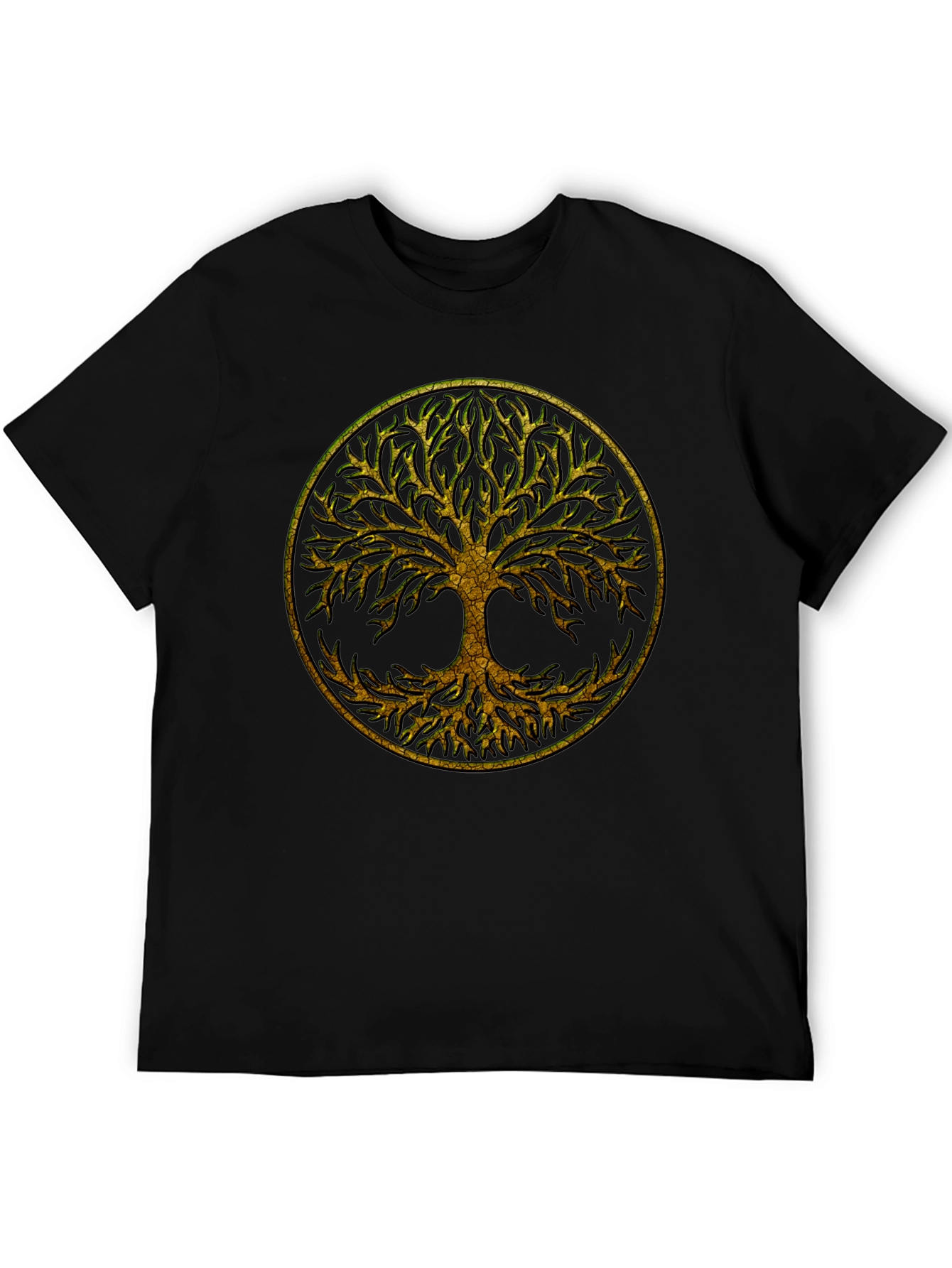 Camiseta Negra con Árbol de la Vida Dorado