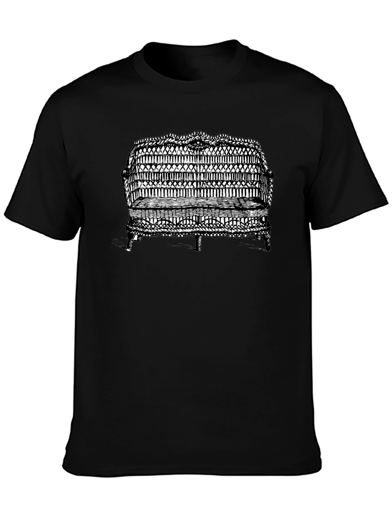 Camiseta Negra con Diseño de Banco Antiguo