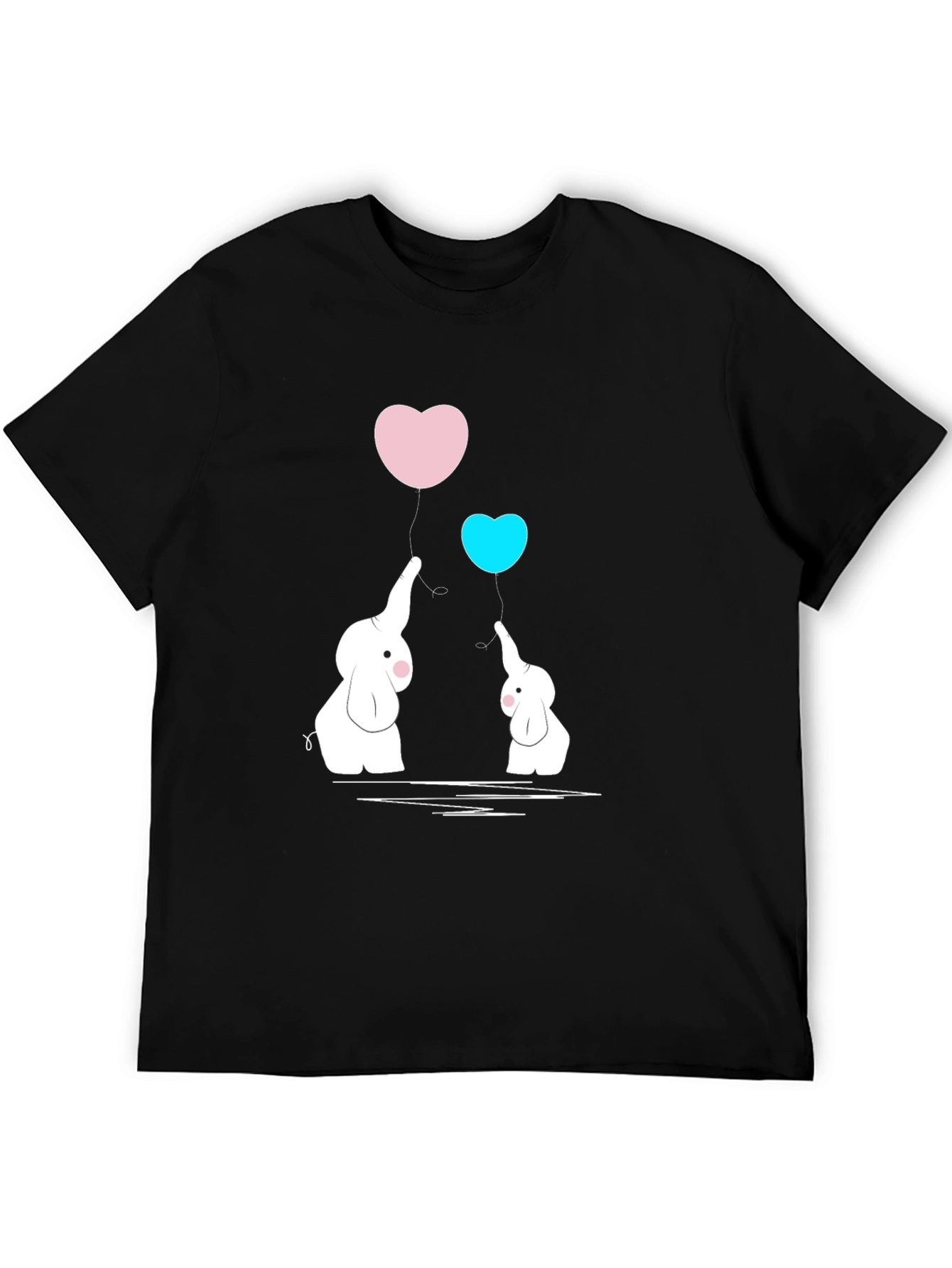 Camiseta Negra con Elefantes y Corazones