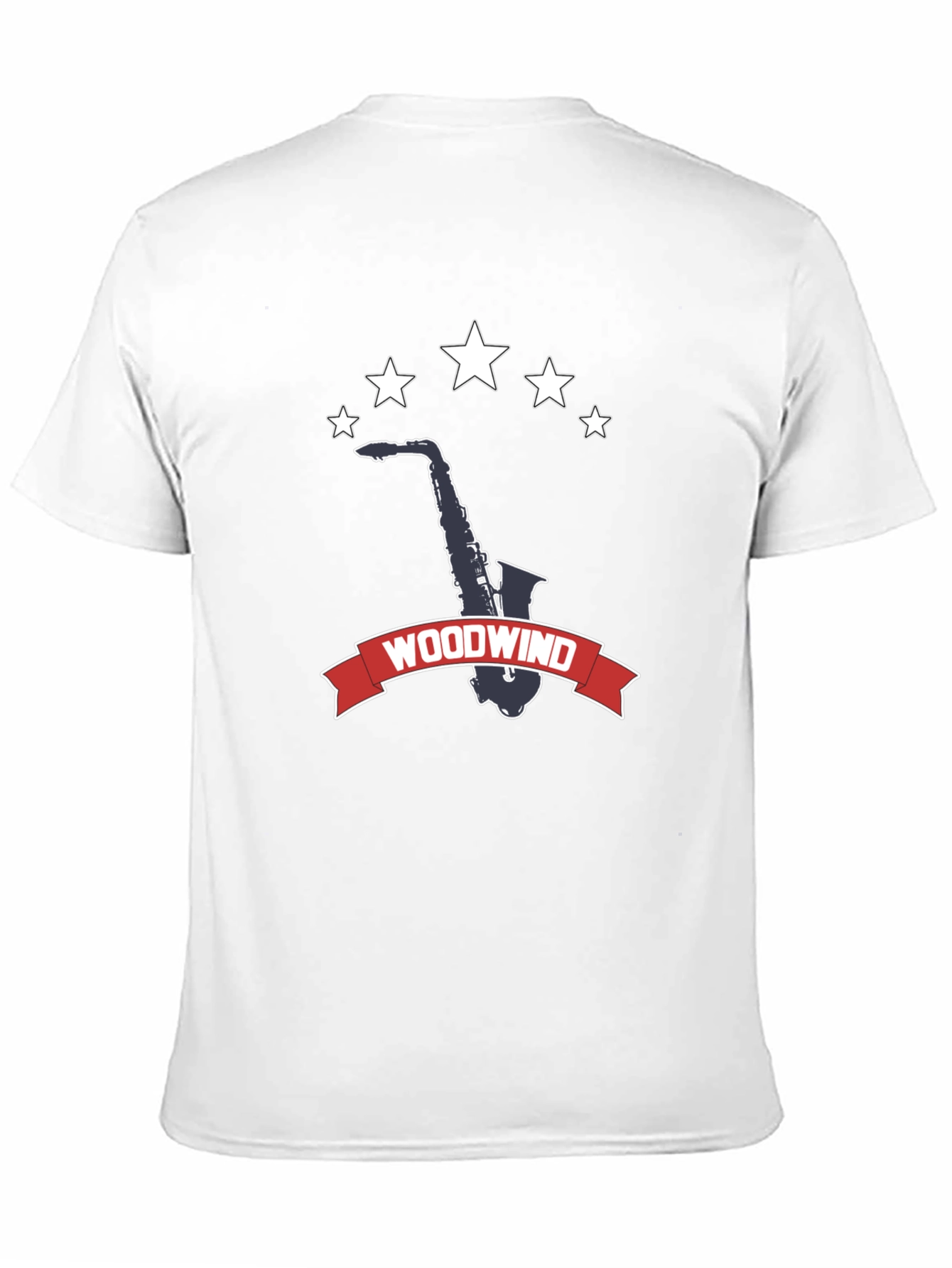 Camiseta Negra Woodwind Saxofón Estrellas