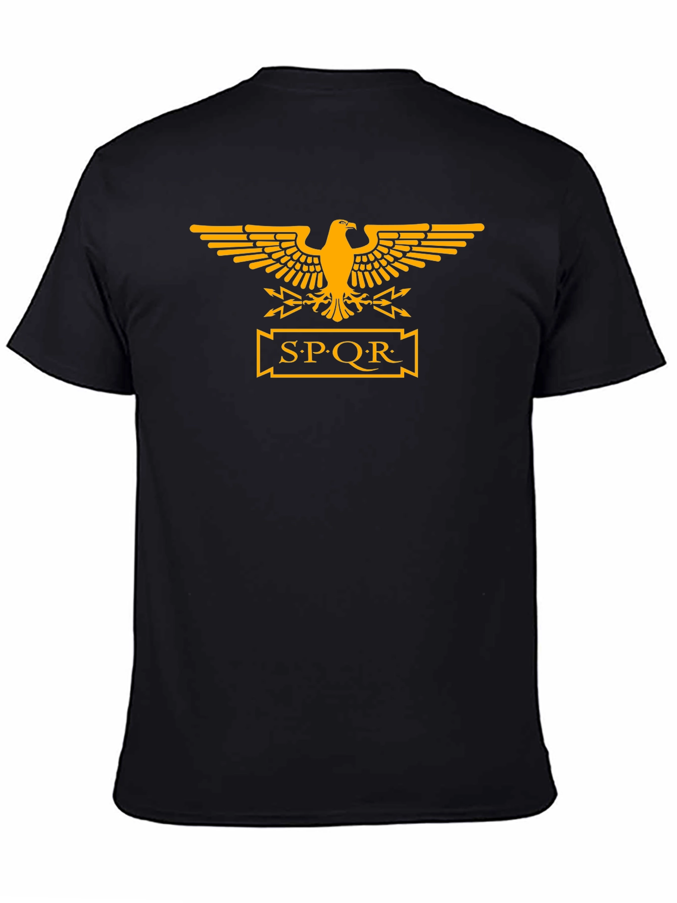 Camiseta Negra Hombre Águila Romana SPQR