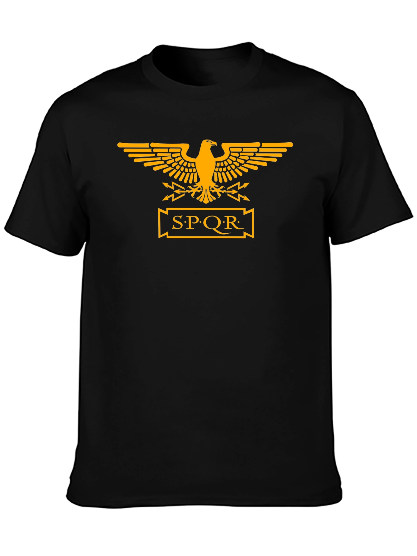 Camiseta Negra Hombre Águila Romana SPQR