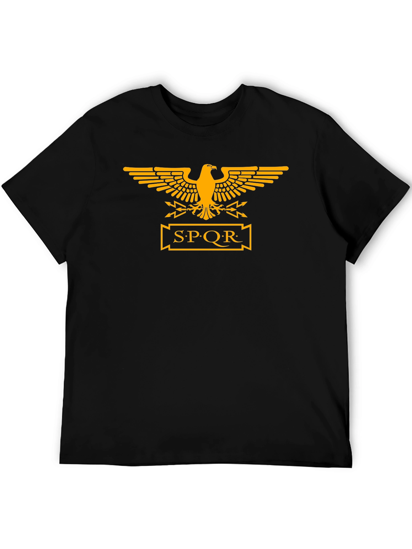 Camiseta Negra Hombre Águila Romana SPQR