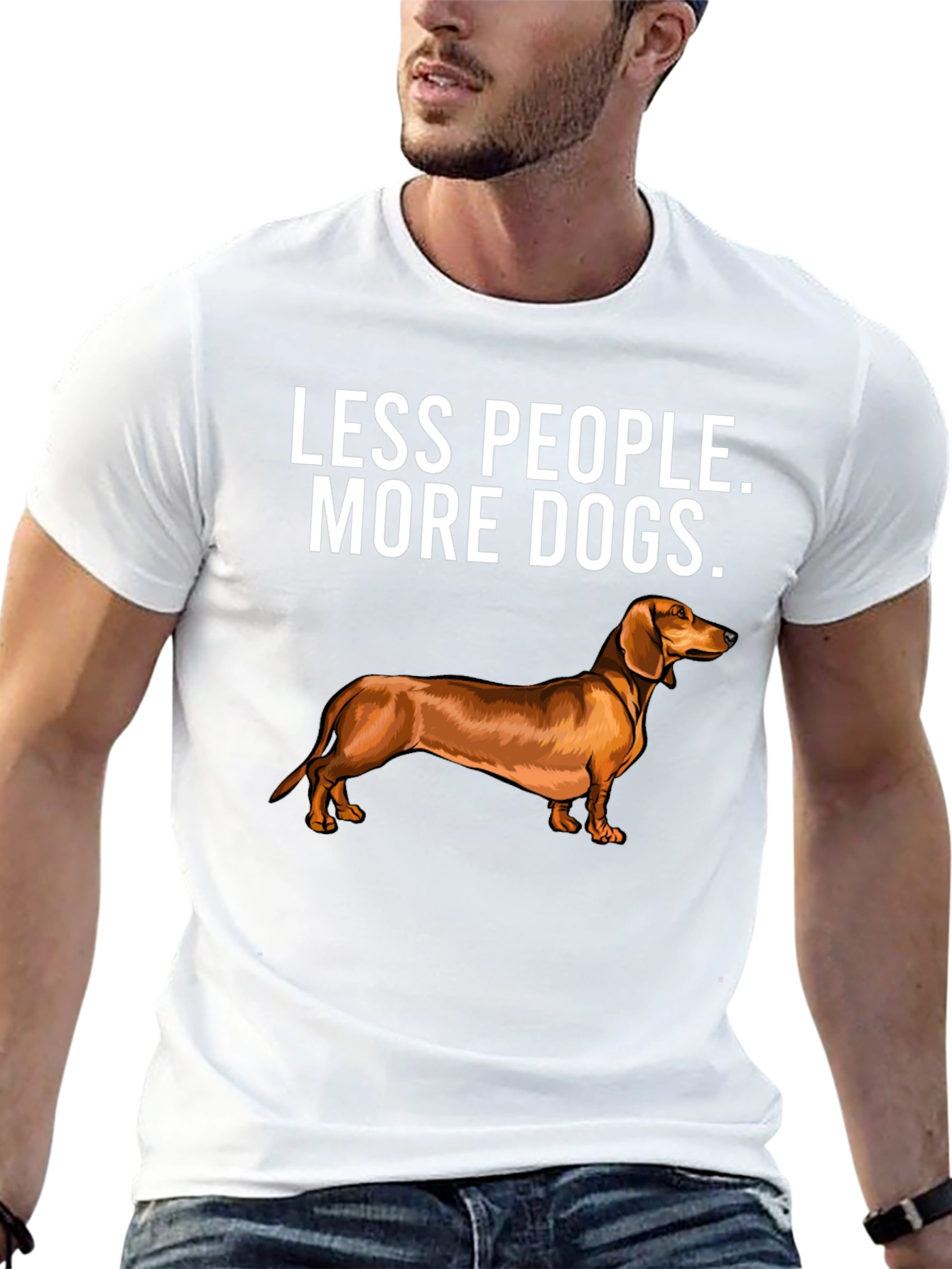 Camiseta Menos Gente Más Perros - Diseño Dachshund