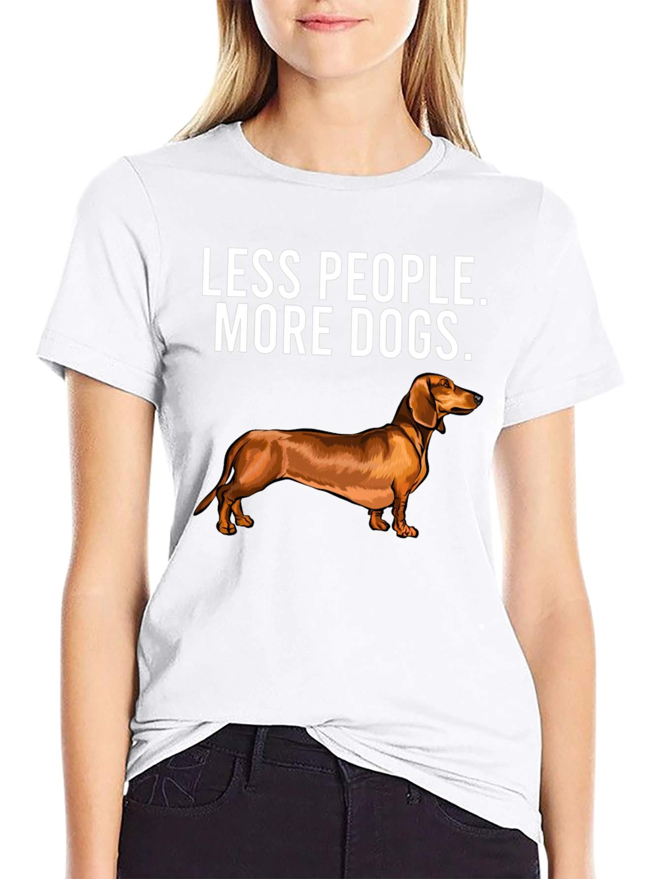 Camiseta Menos Gente Más Perros - Diseño Dachshund