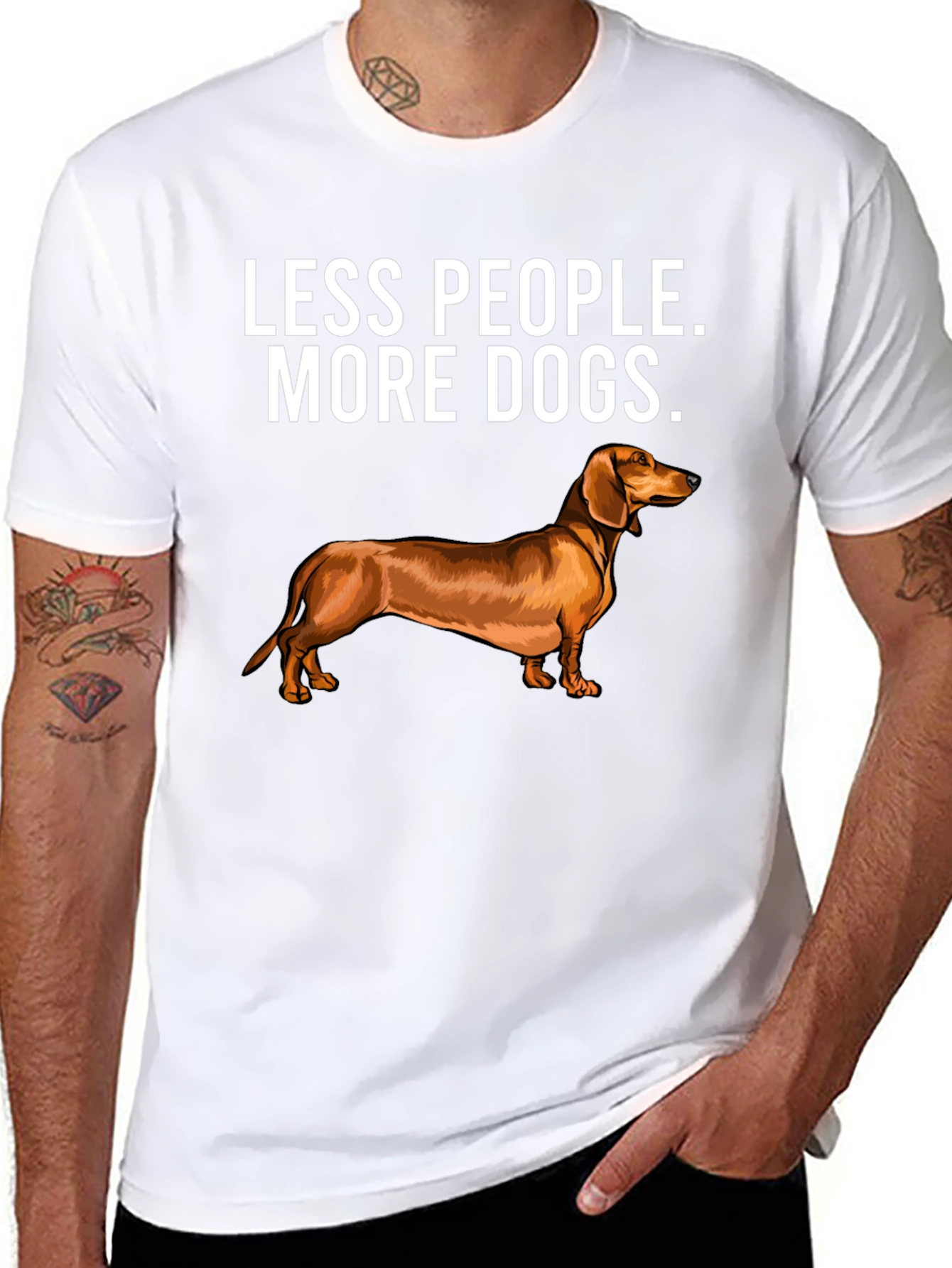 Camiseta Menos Gente Más Perros - Diseño Dachshund