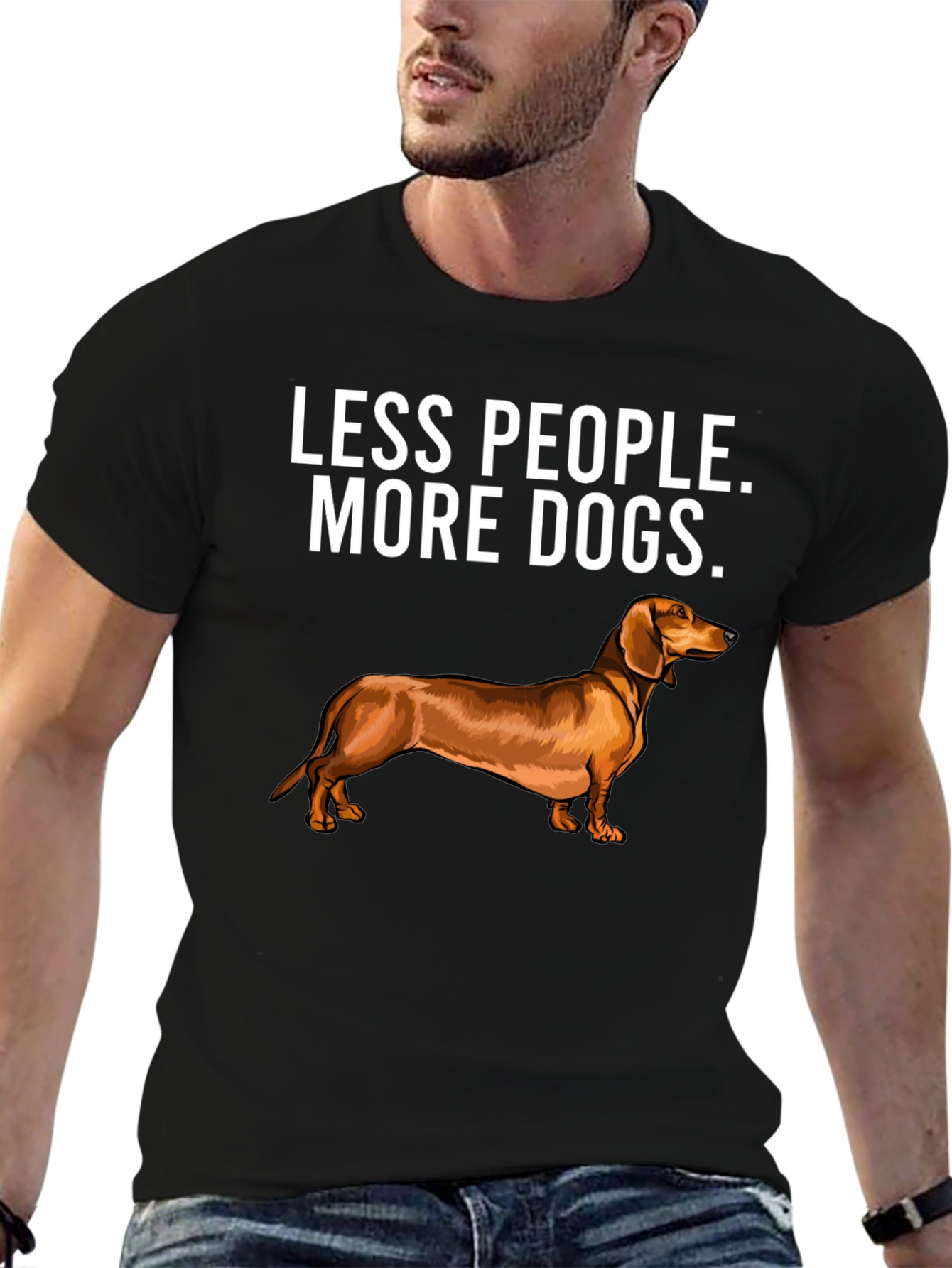 Camiseta Menos Gente Más Perros - Diseño Dachshund