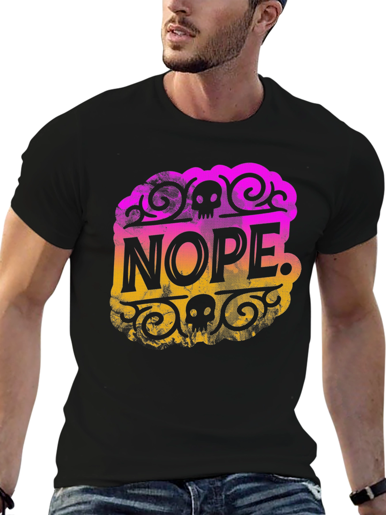 Camiseta Negra Nope con Diseño Gráfico Original