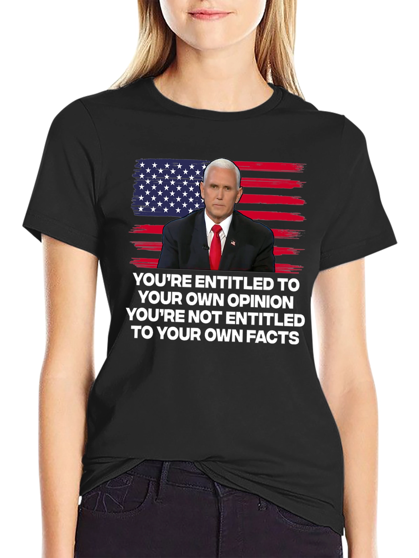 Camiseta con Diseño Pence y Bandera Americana