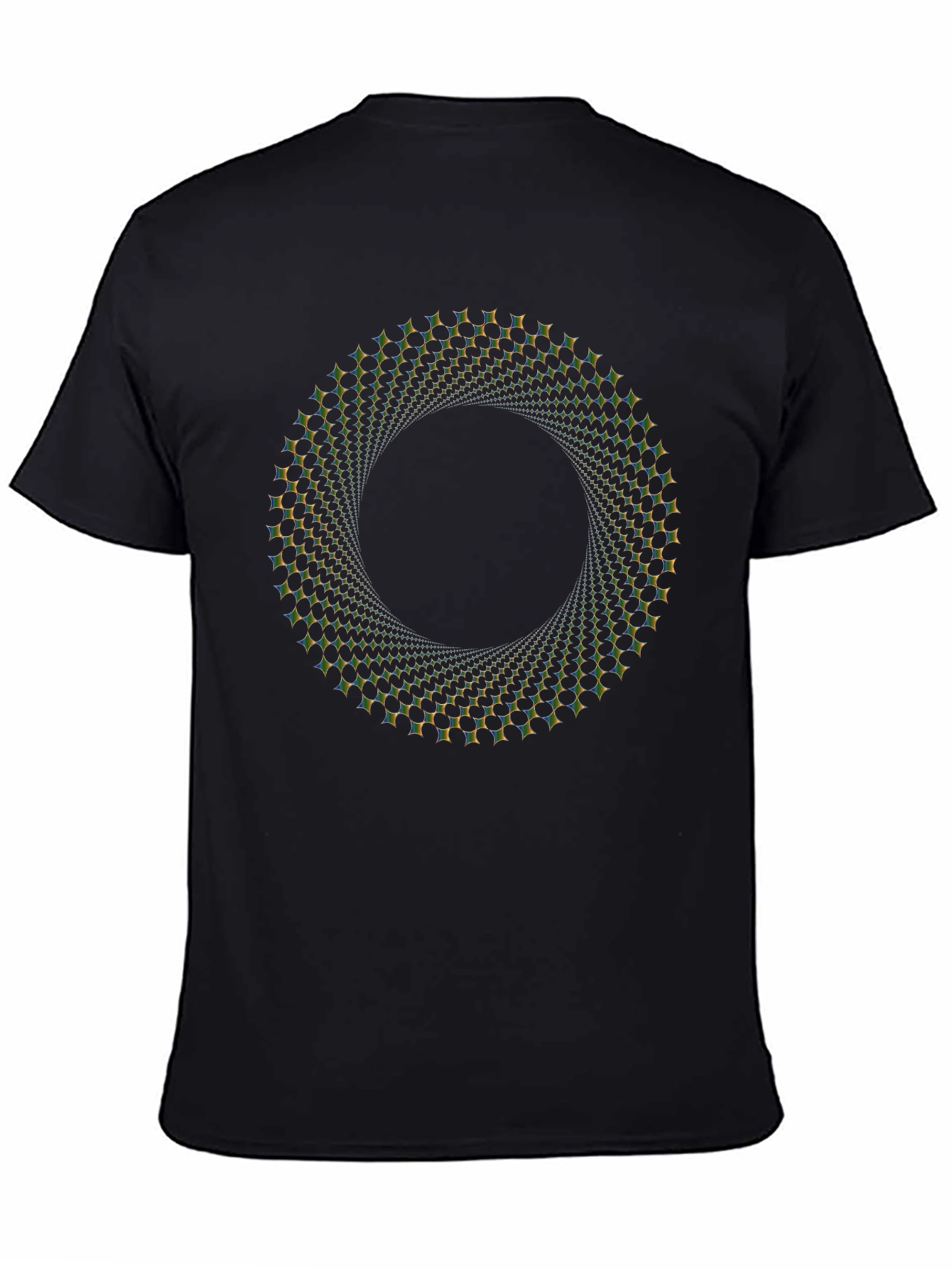 Camiseta Negra con Diseño Circular Hipnótico