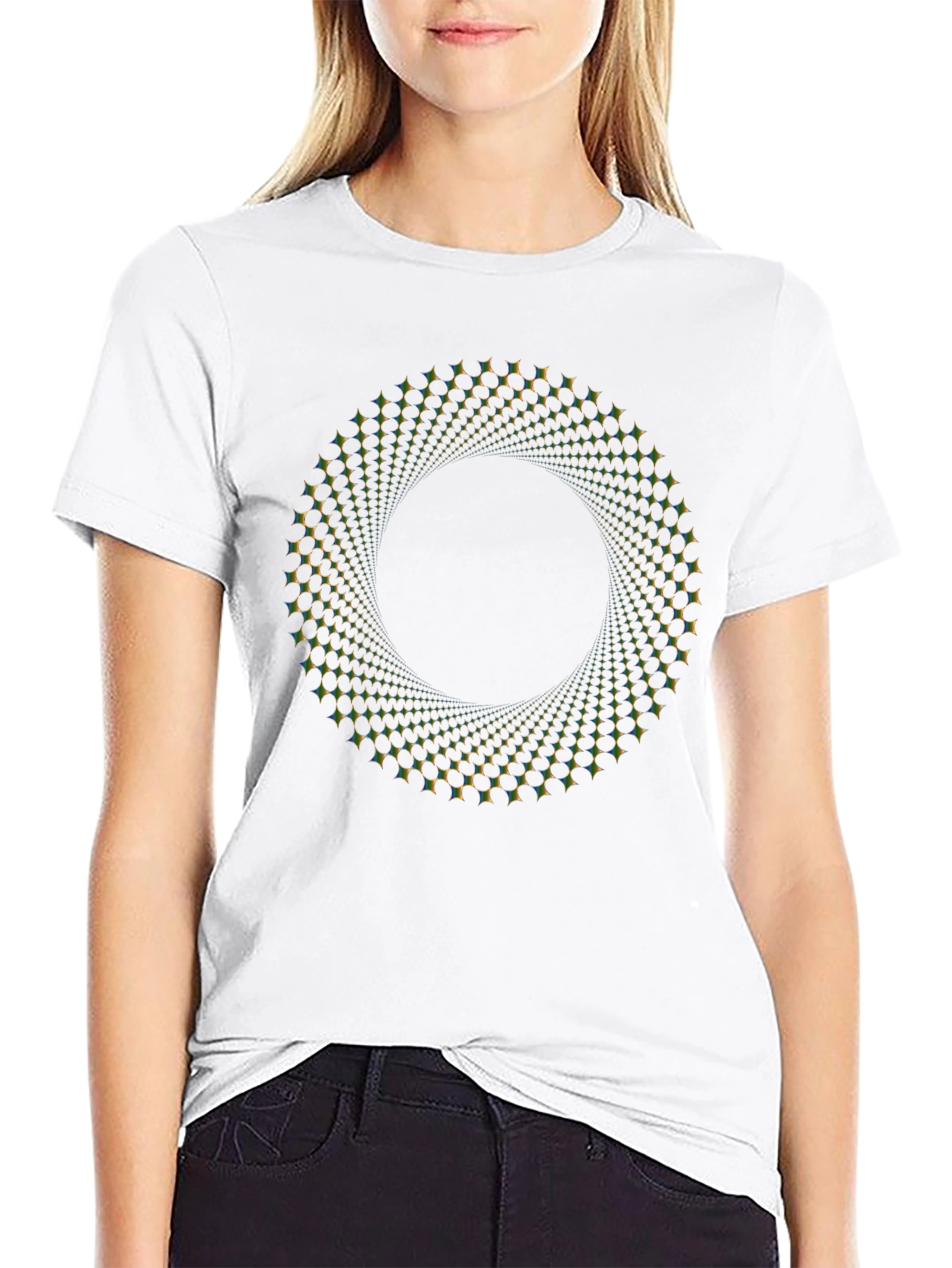Camiseta Negra con Diseño Circular Hipnótico