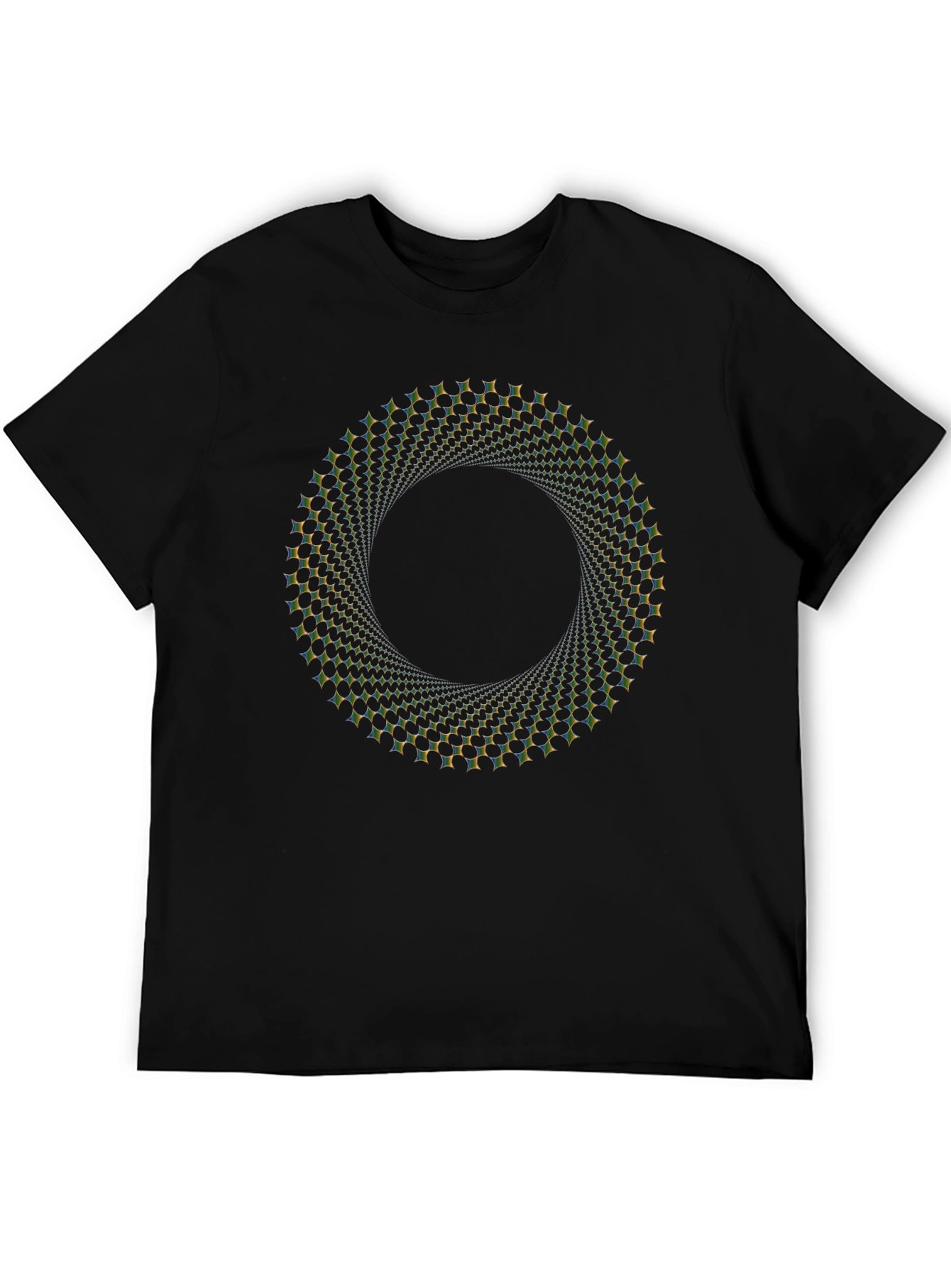 Camiseta Negra con Diseño Circular Hipnótico