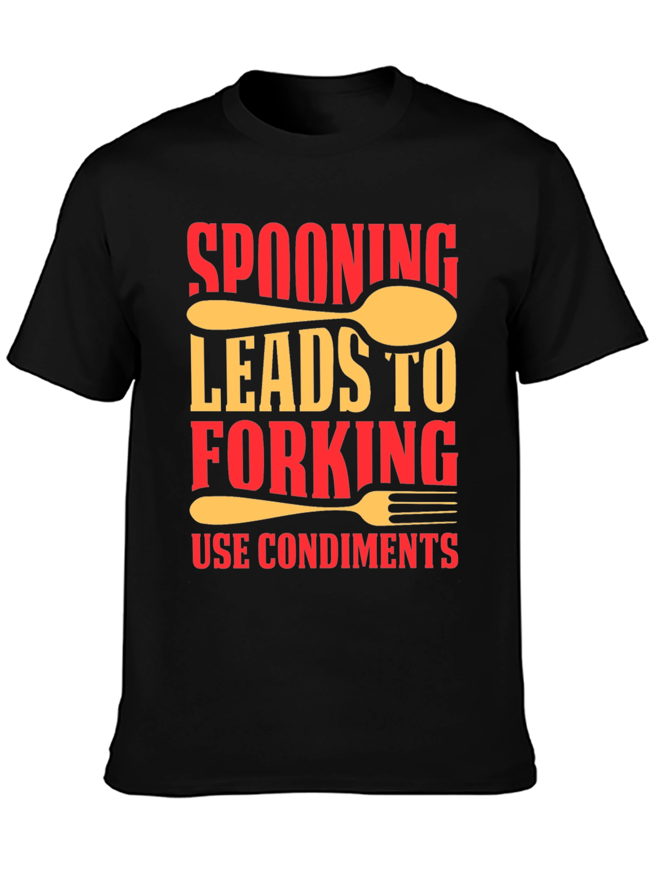 Camiseta Negra Divertida: Spooning Leads To Forking