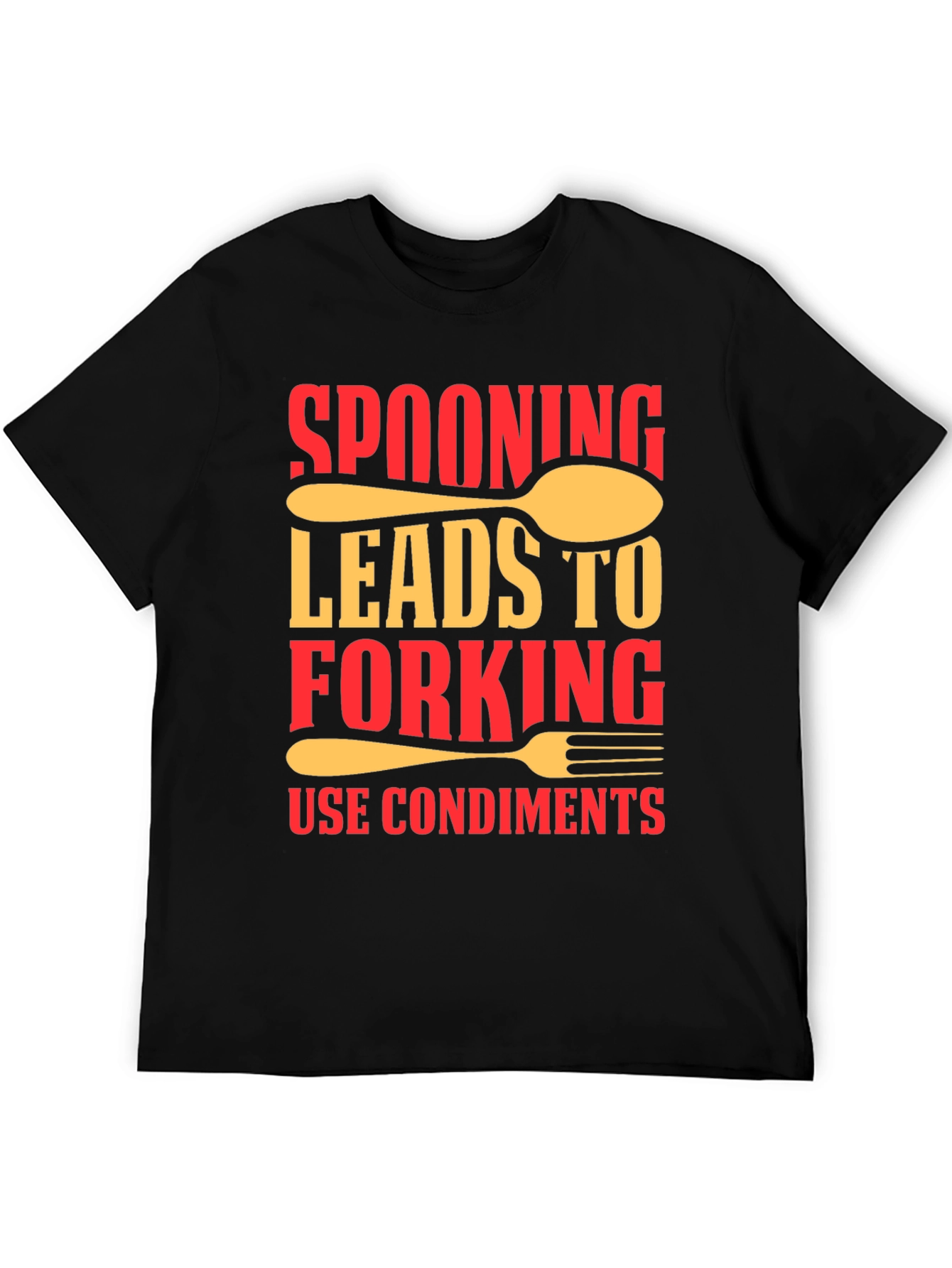 Camiseta Negra Divertida: Spooning Leads To Forking