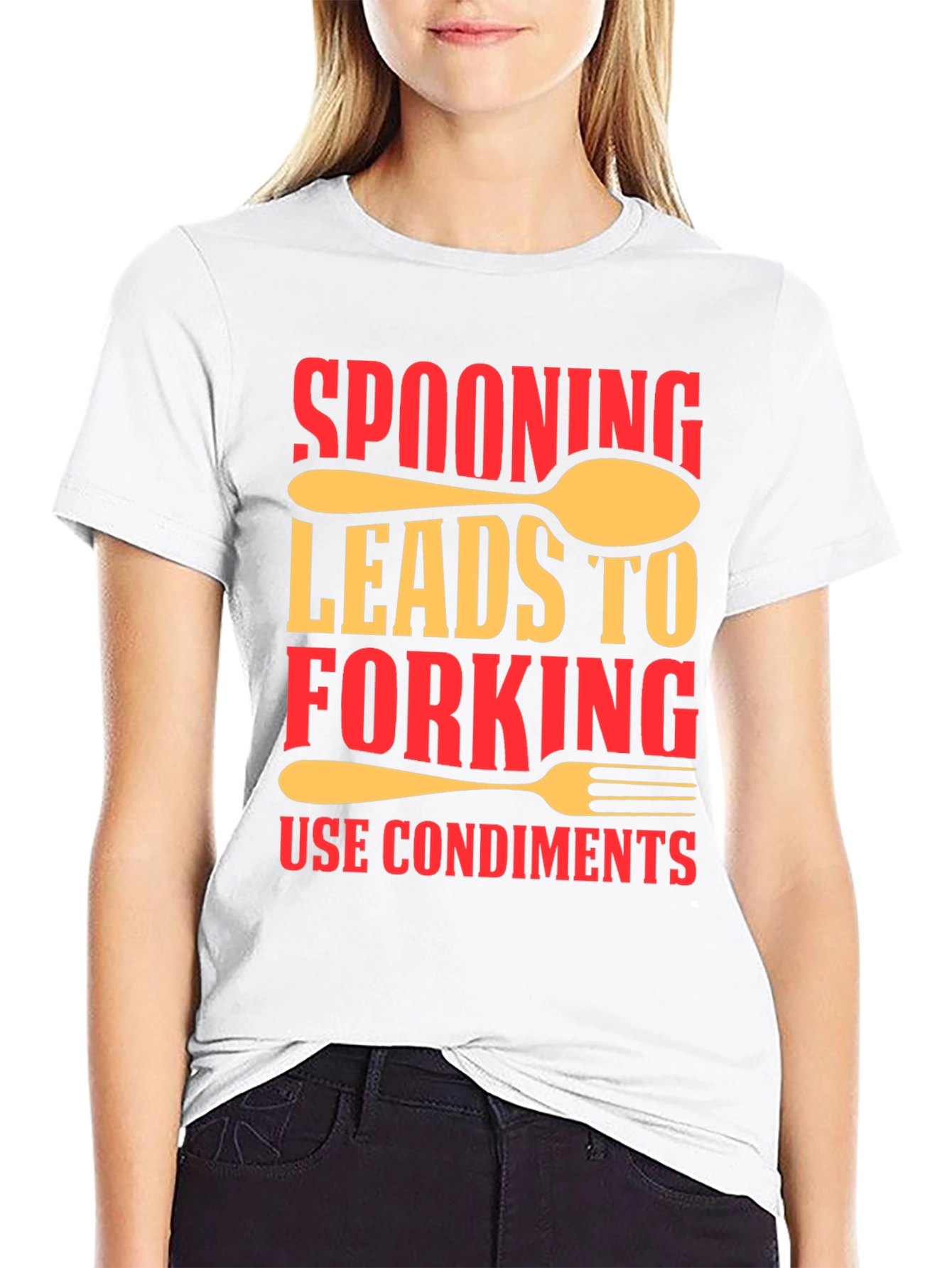 Camiseta Negra Divertida: Spooning Leads To Forking