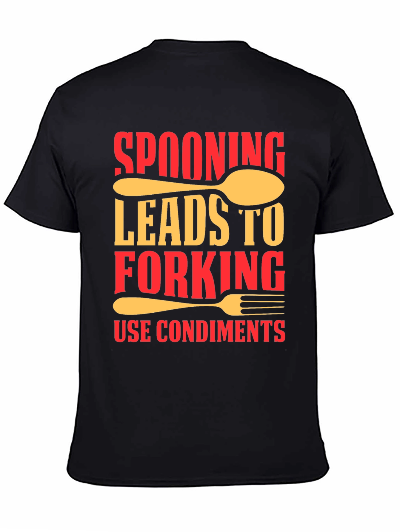 Camiseta Negra Divertida: Spooning Leads To Forking