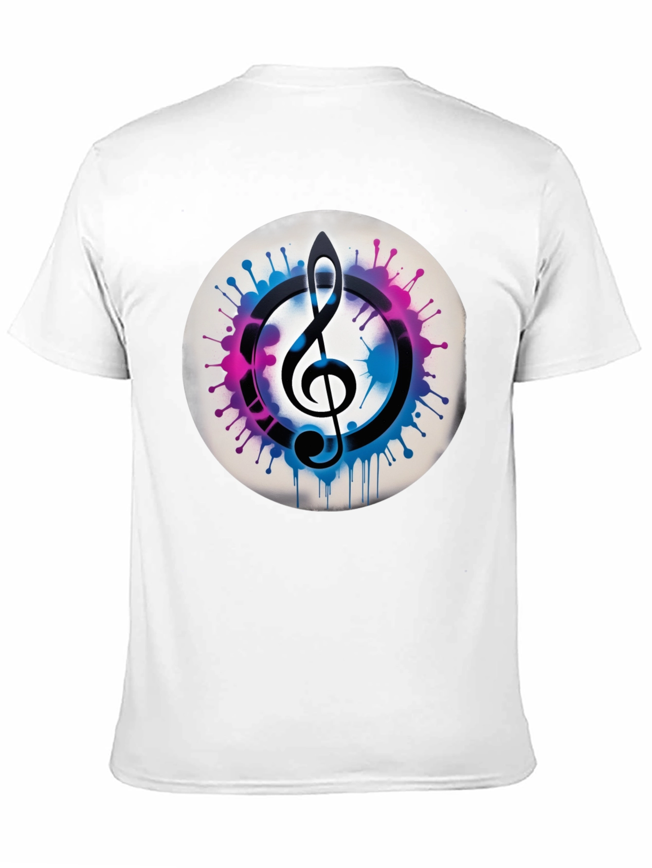 Camiseta Negra con Clave de Sol Musical Abstracta