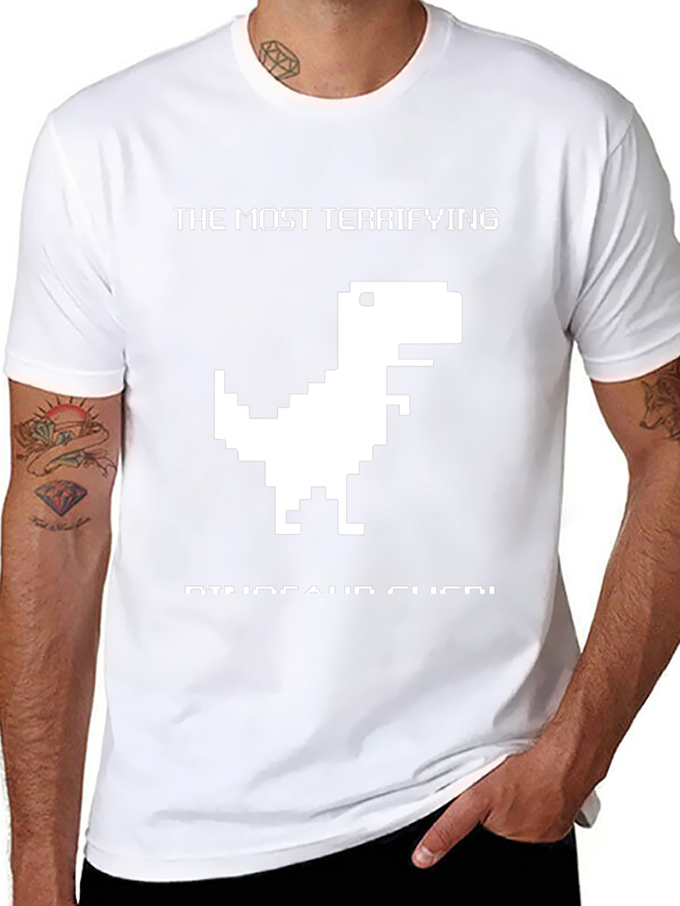 Camiseta Hombre Dinosaurio Pixelado Divertida y Original