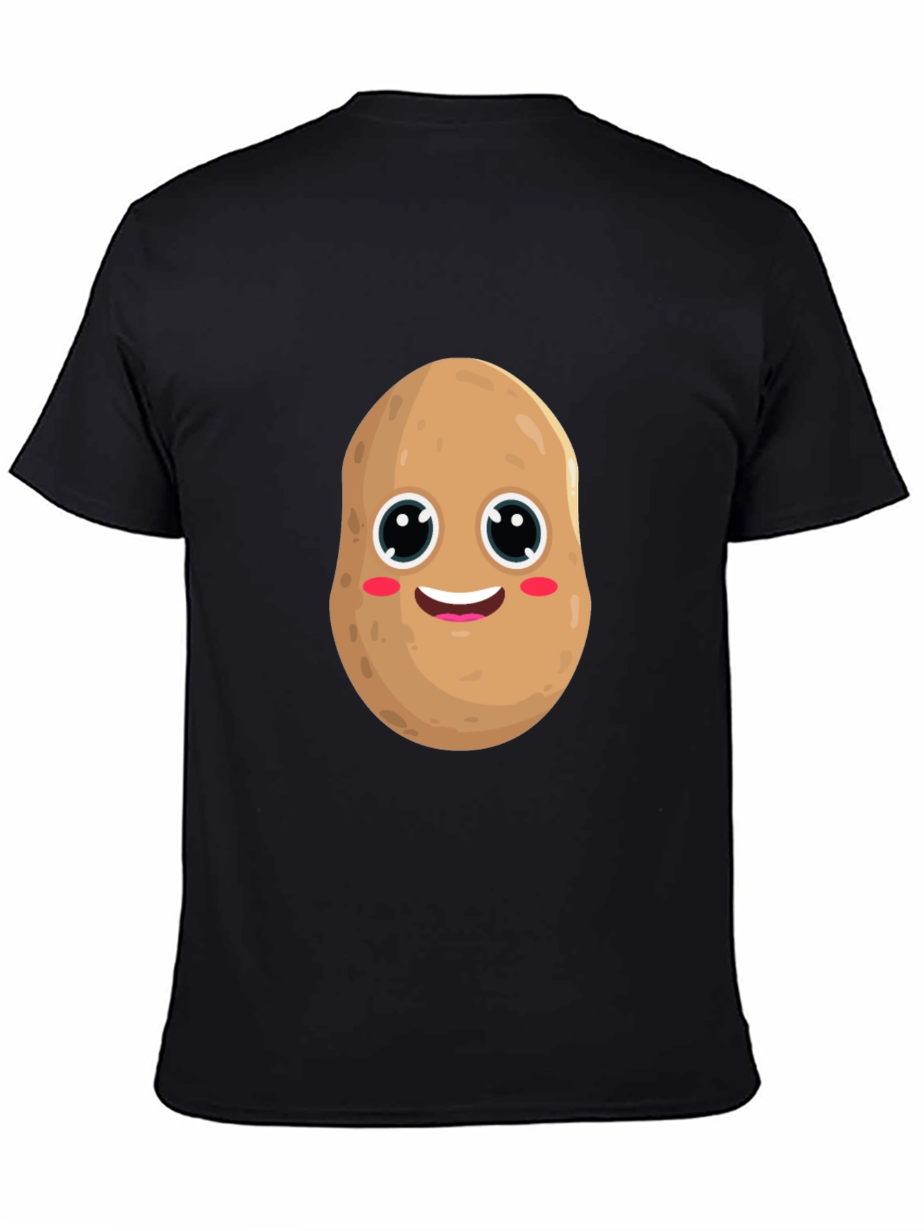 Camiseta Negra con Diseño de Patata Sonriente