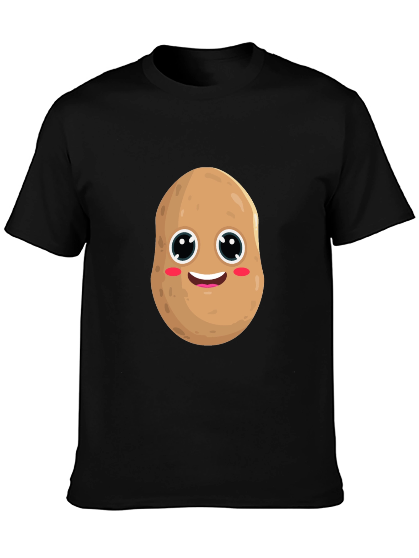 Camiseta Negra con Diseño de Patata Sonriente