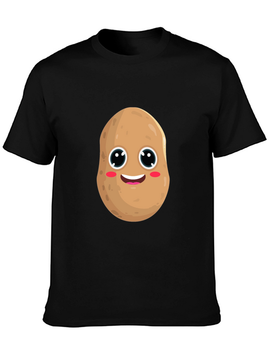 Camiseta Negra con Diseño de Patata Sonriente