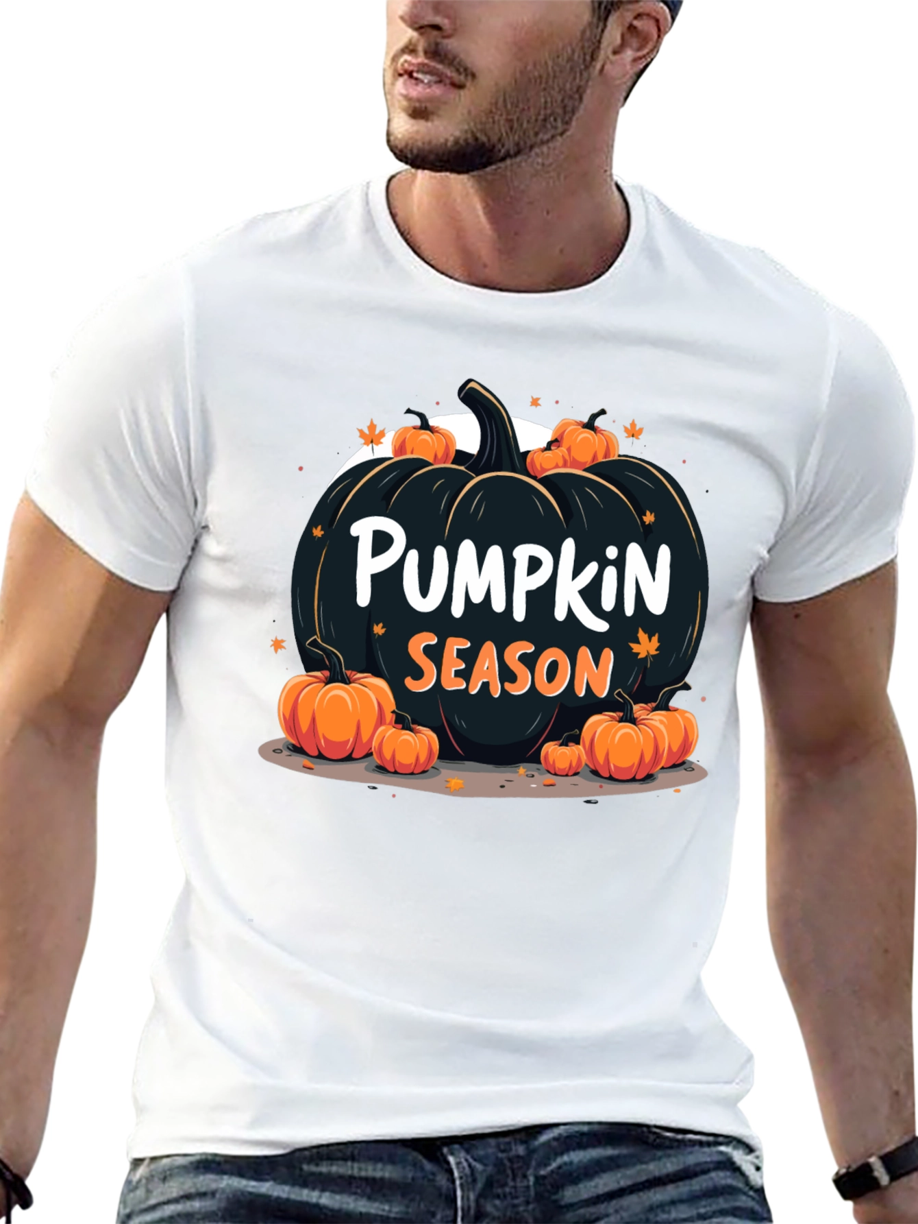 Camiseta Temporada de Calabazas Negra para Hombre