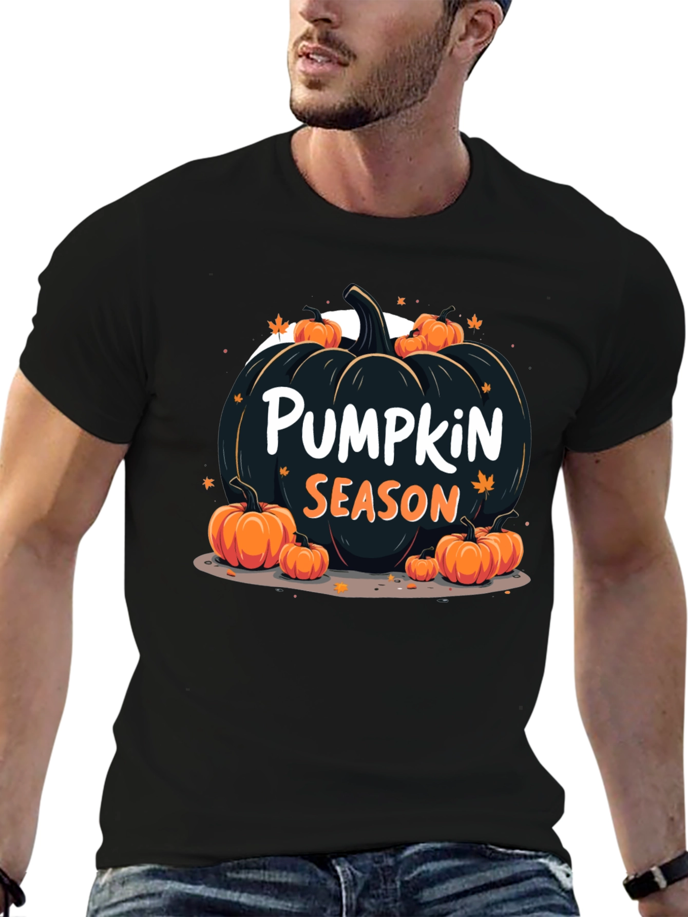 Camiseta Temporada de Calabazas Negra para Hombre