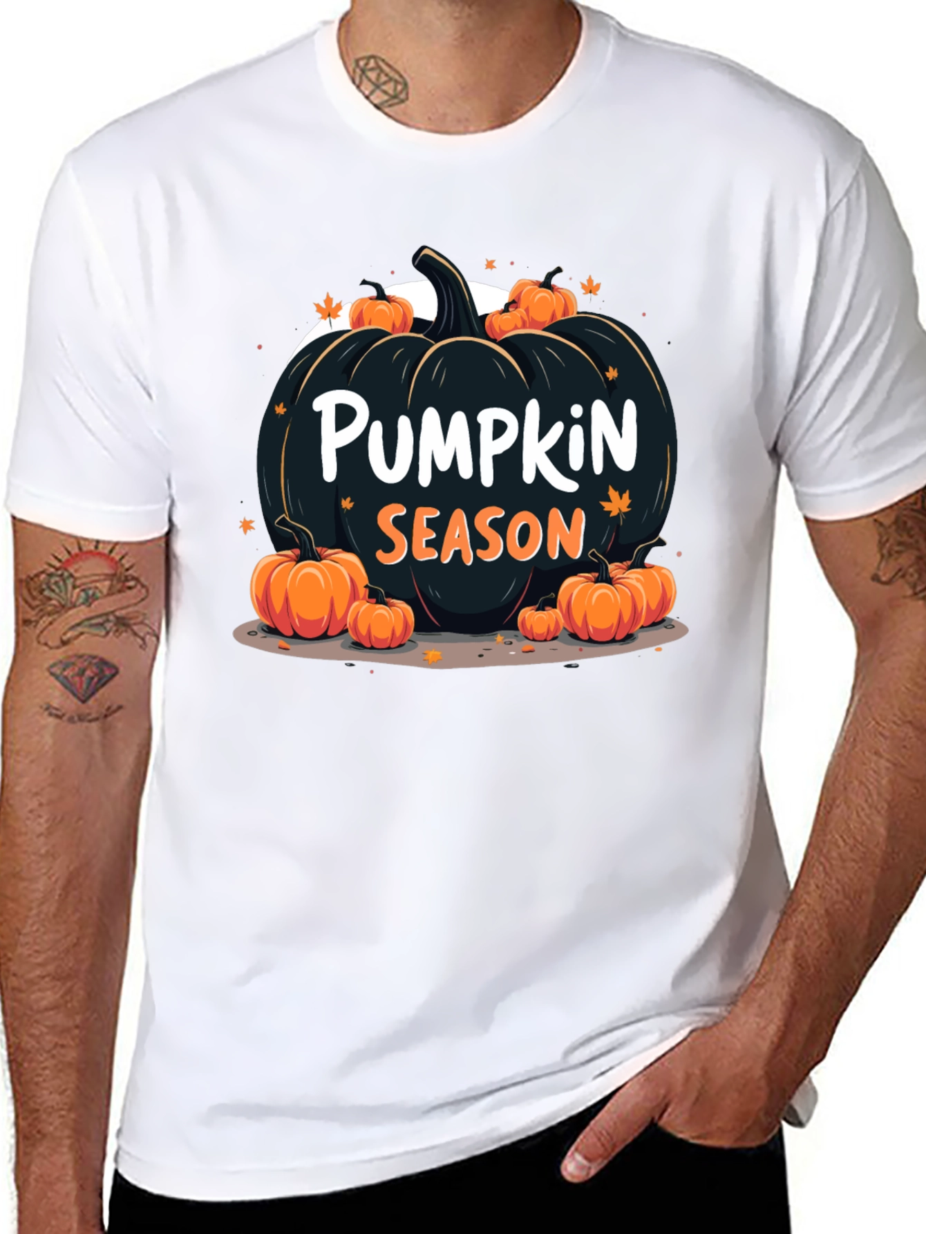Camiseta Temporada de Calabazas Negra para Hombre