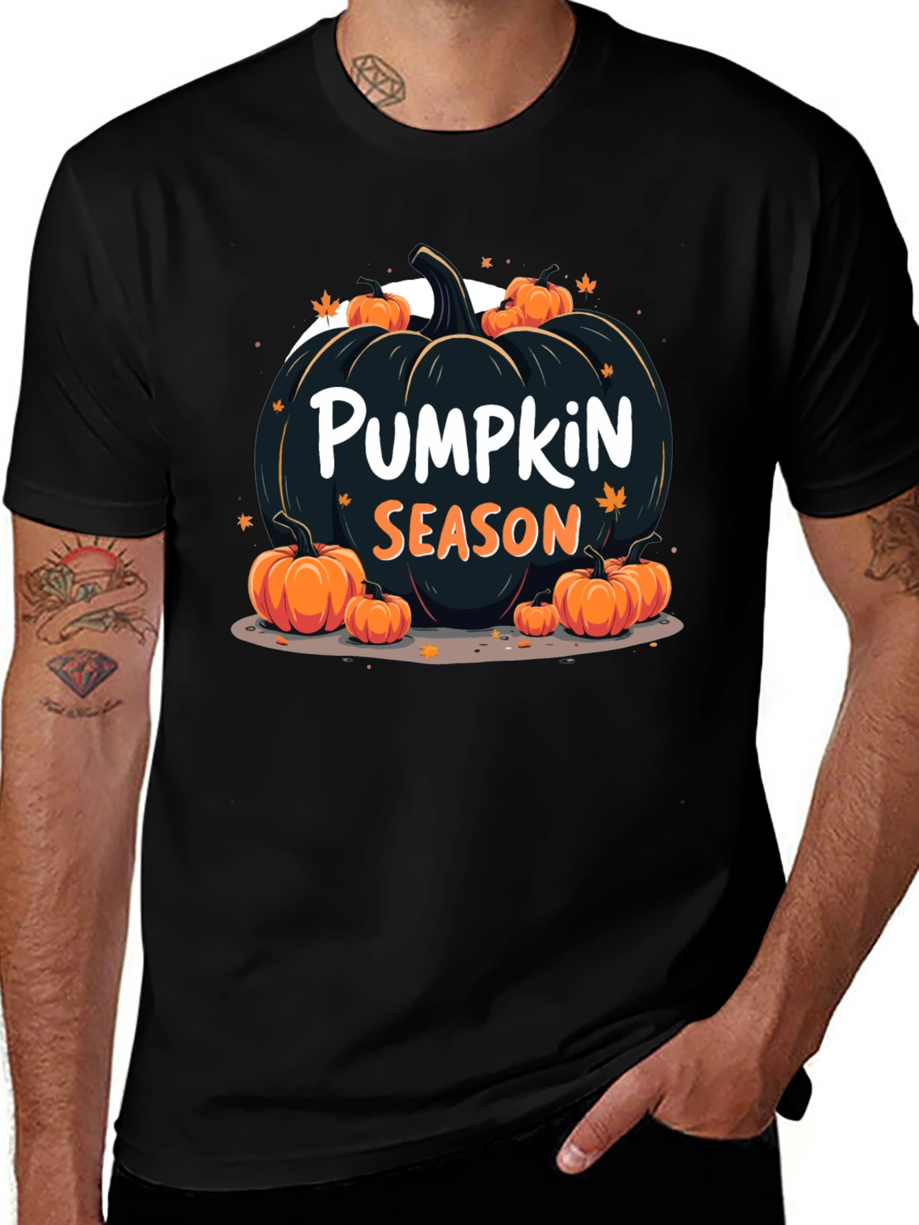 Camiseta Temporada de Calabazas Negra para Hombre