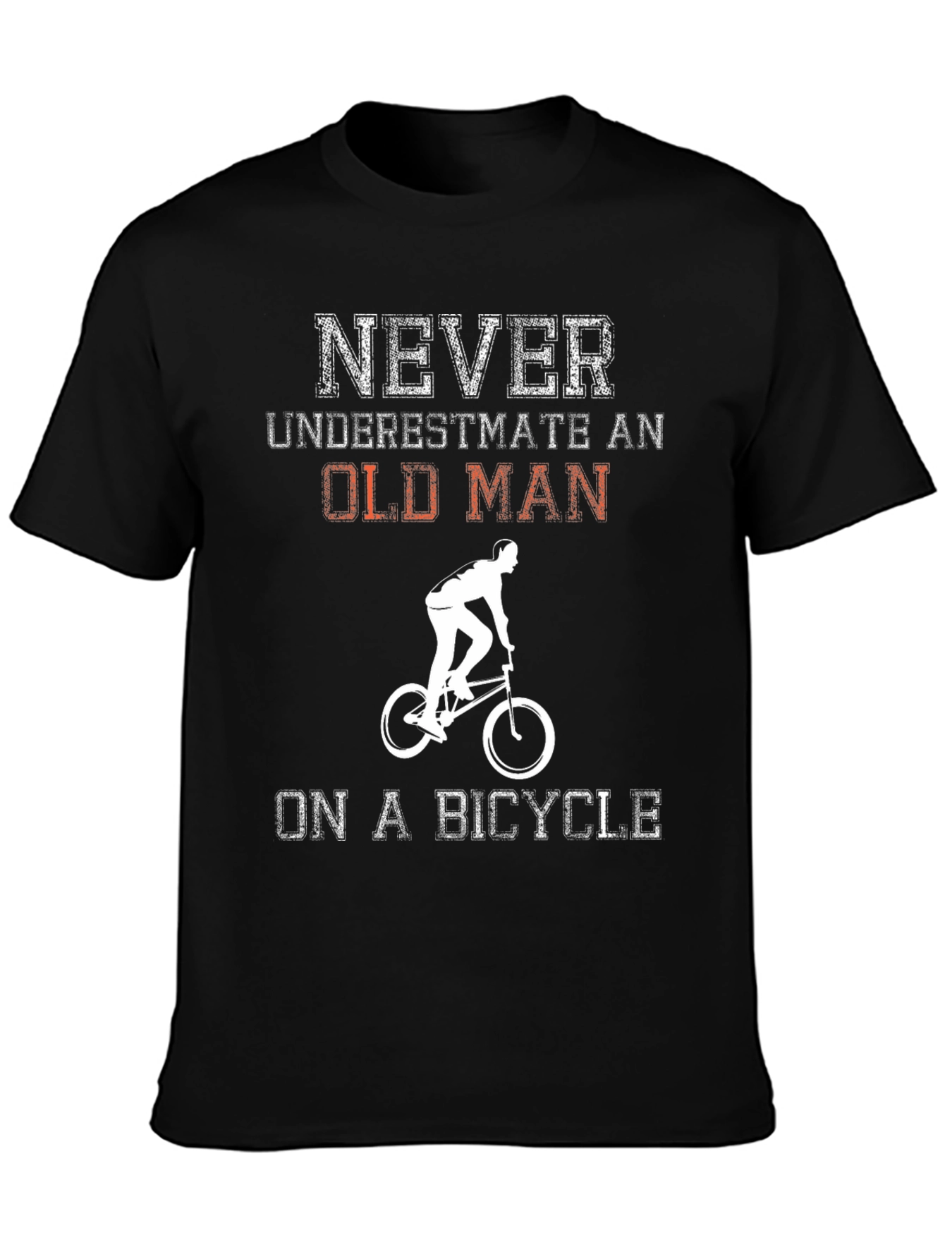 Camiseta Negra Nunca Subestimes a un Anciano en Bicicleta