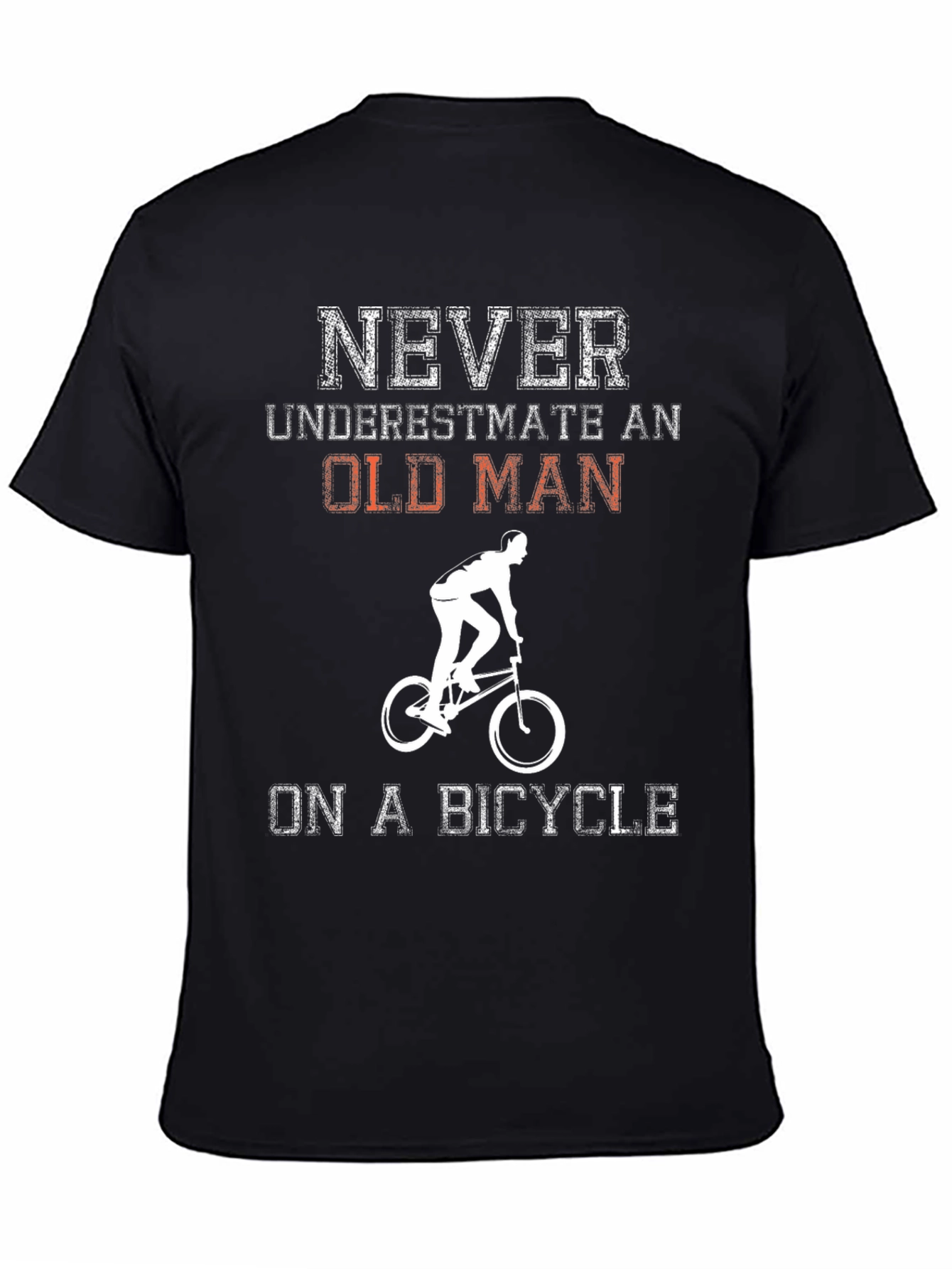 Camiseta Negra Nunca Subestimes a un Anciano en Bicicleta