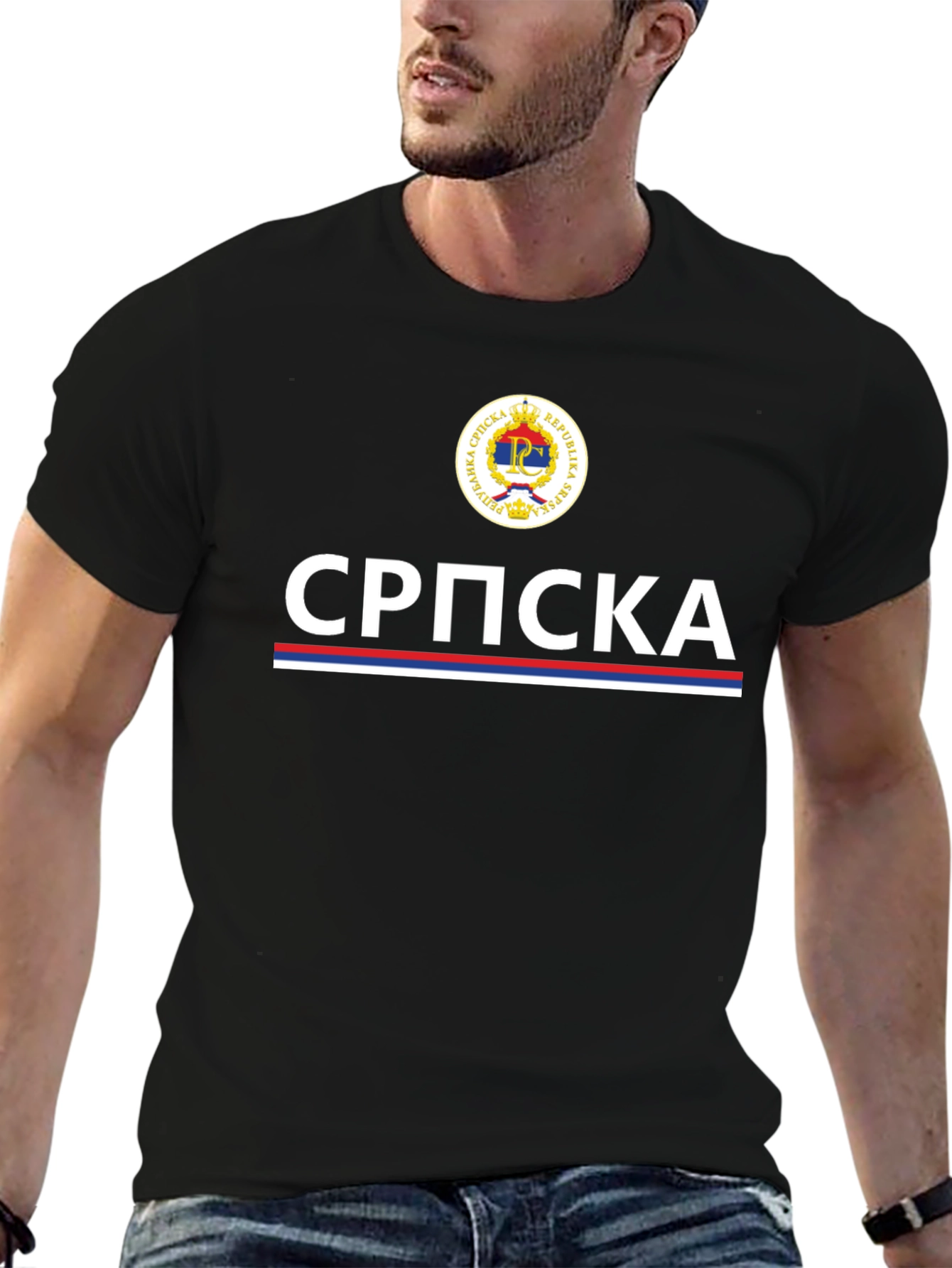 Camiseta Negra República Srpska - Diseño Patriótico