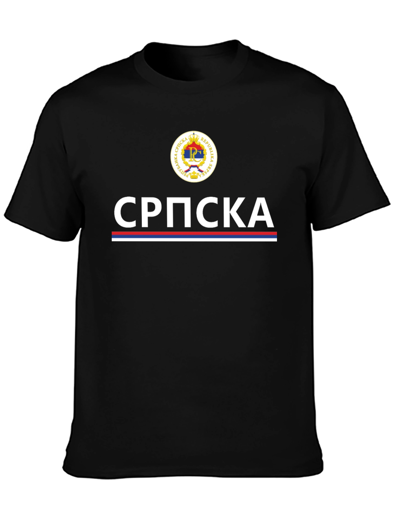 Camiseta Negra República Srpska - Diseño Patriótico