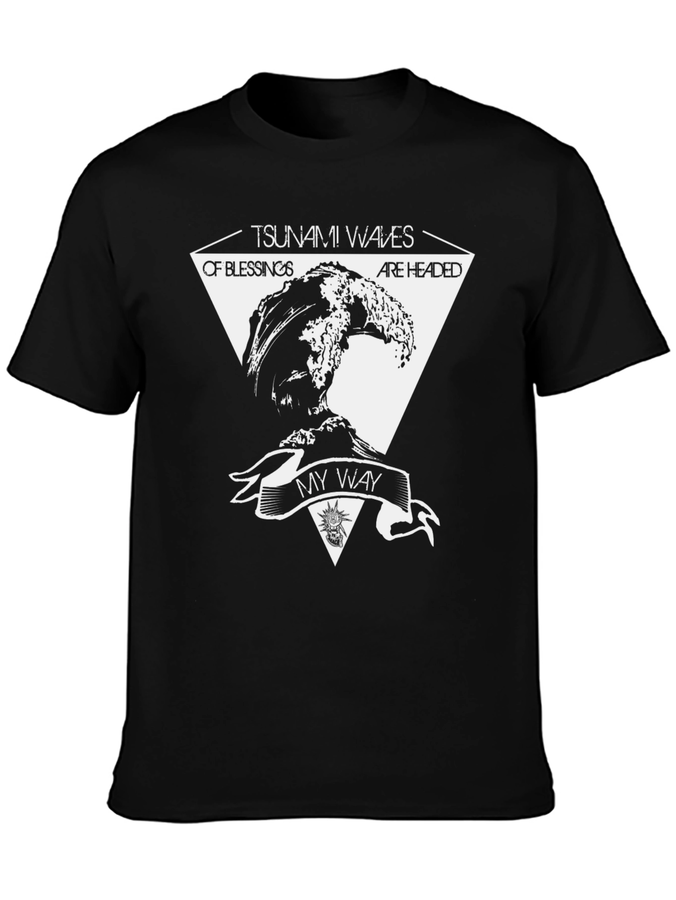 Camiseta Negra con Diseño de Ola My Way