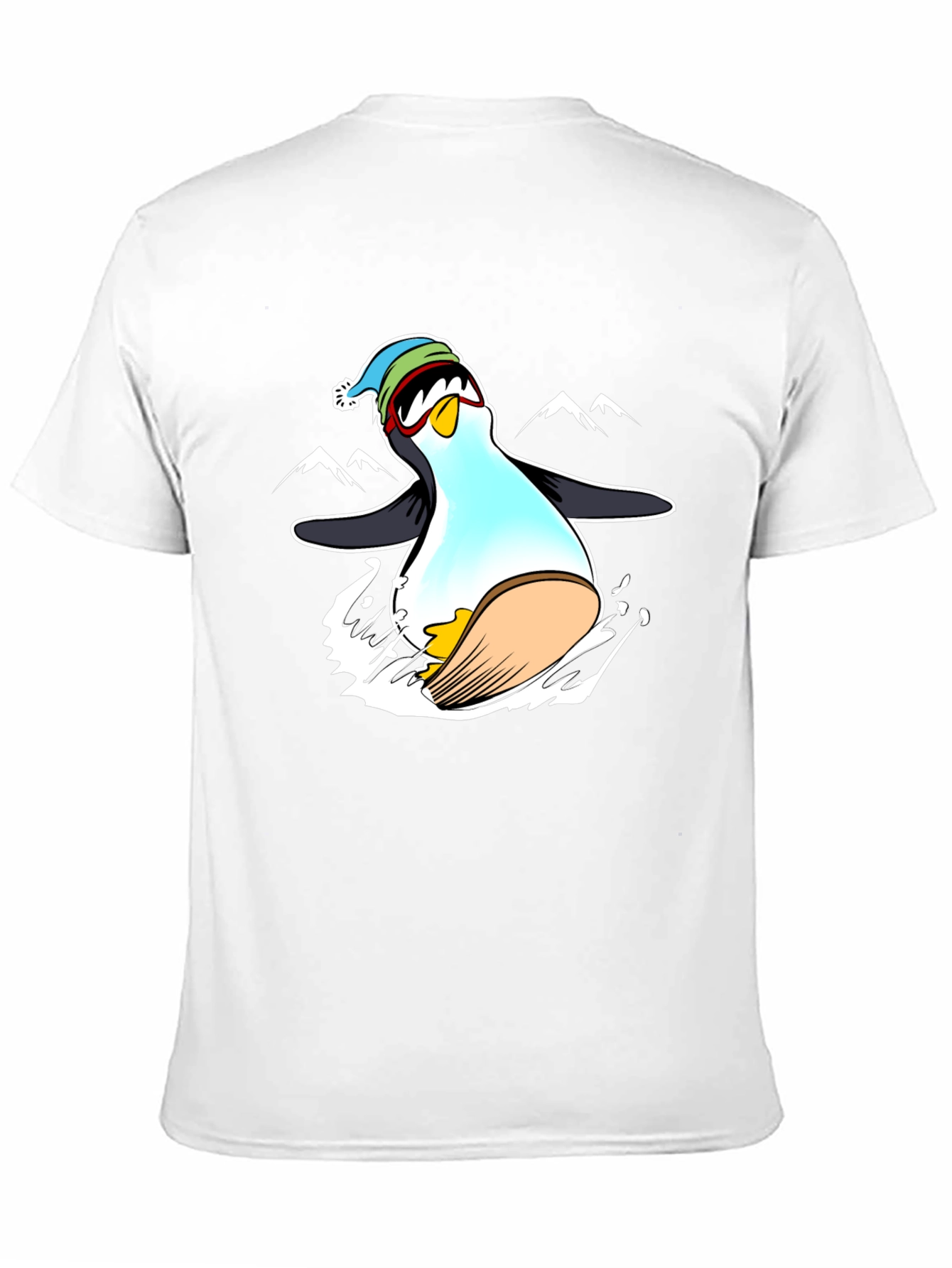 Camiseta Negra con Diseño de Pingüino Esquiador