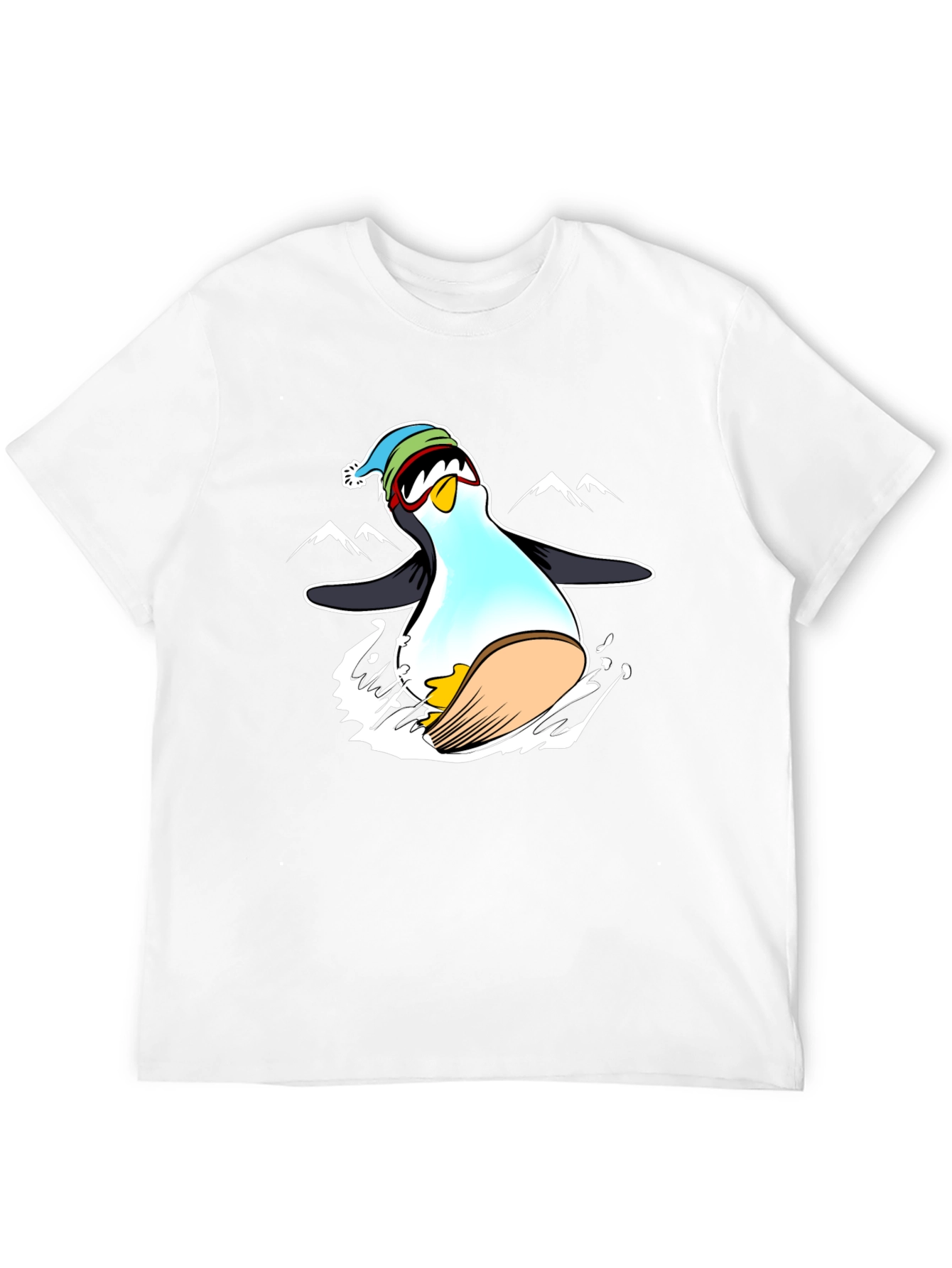 Camiseta Negra con Diseño de Pingüino Esquiador