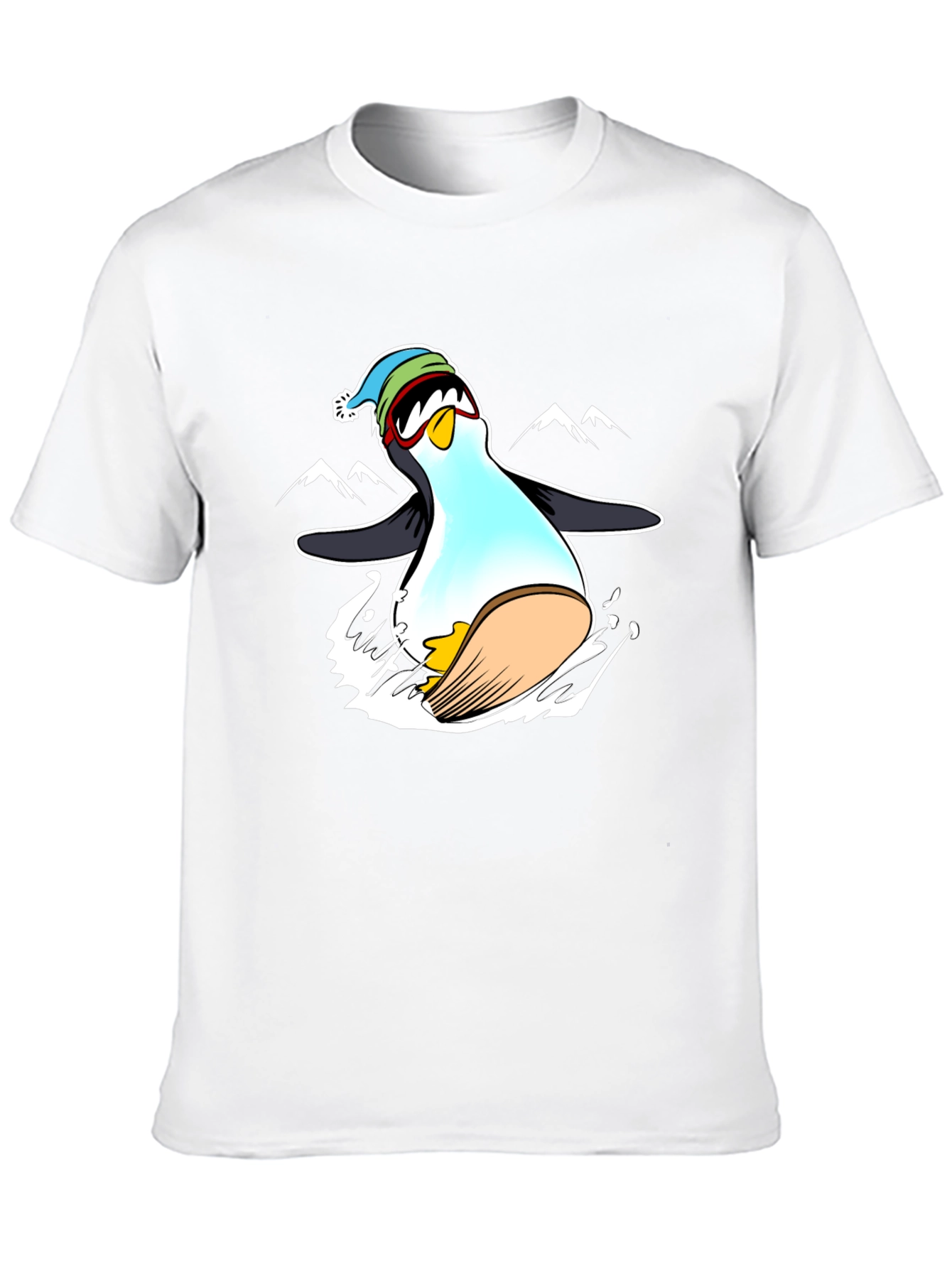 Camiseta Negra con Diseño de Pingüino Esquiador