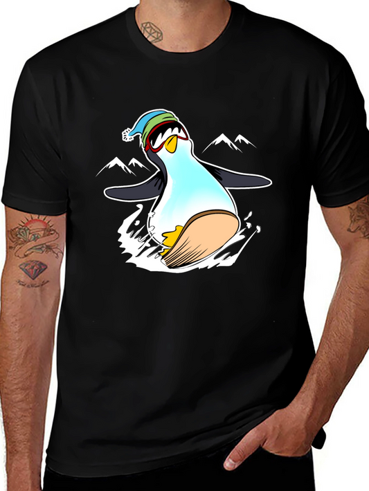 Camiseta Negra con Diseño de Pingüino Esquiador