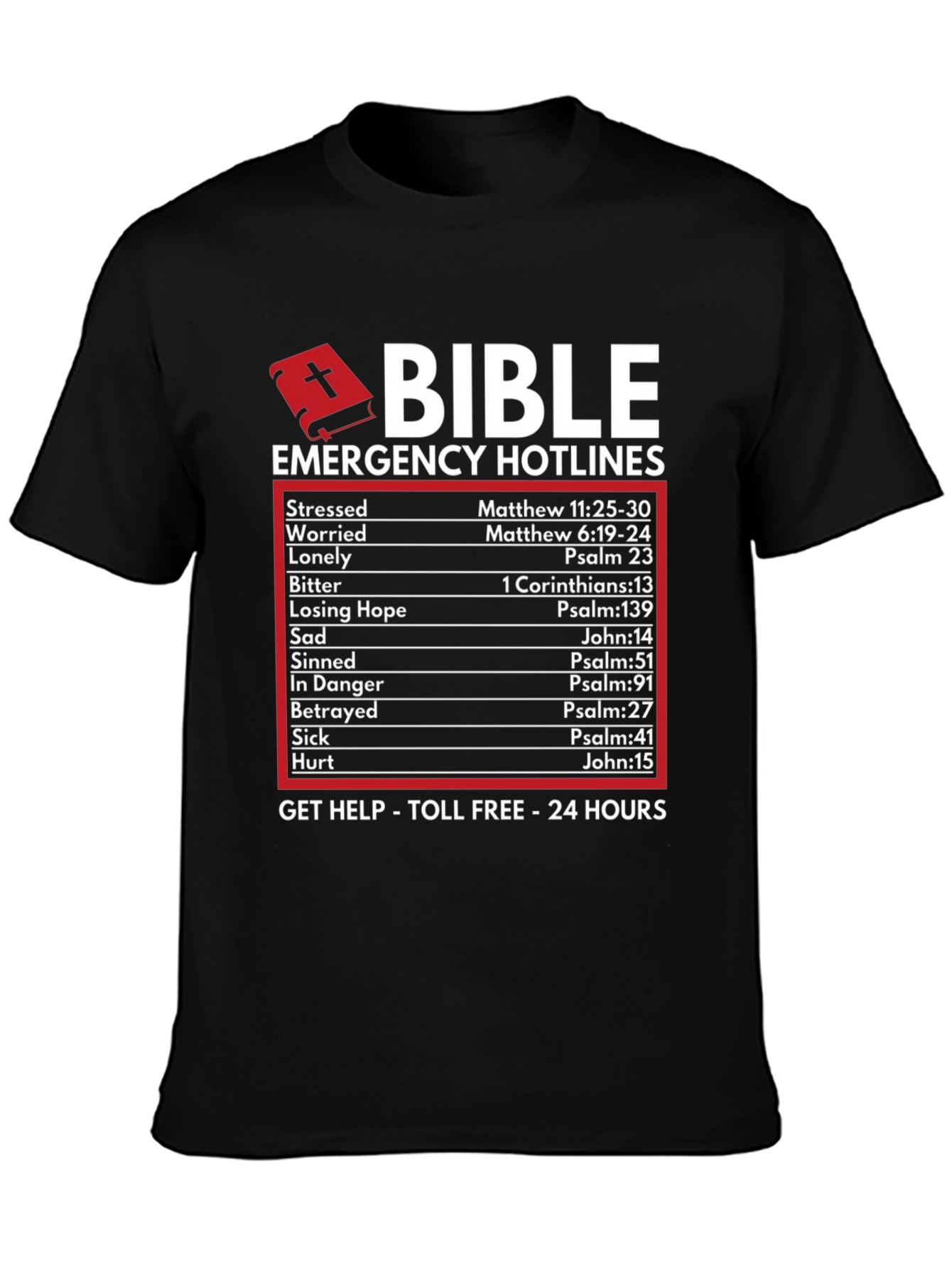 Camiseta Negra Biblia Emergencia: Fe y Consuelo