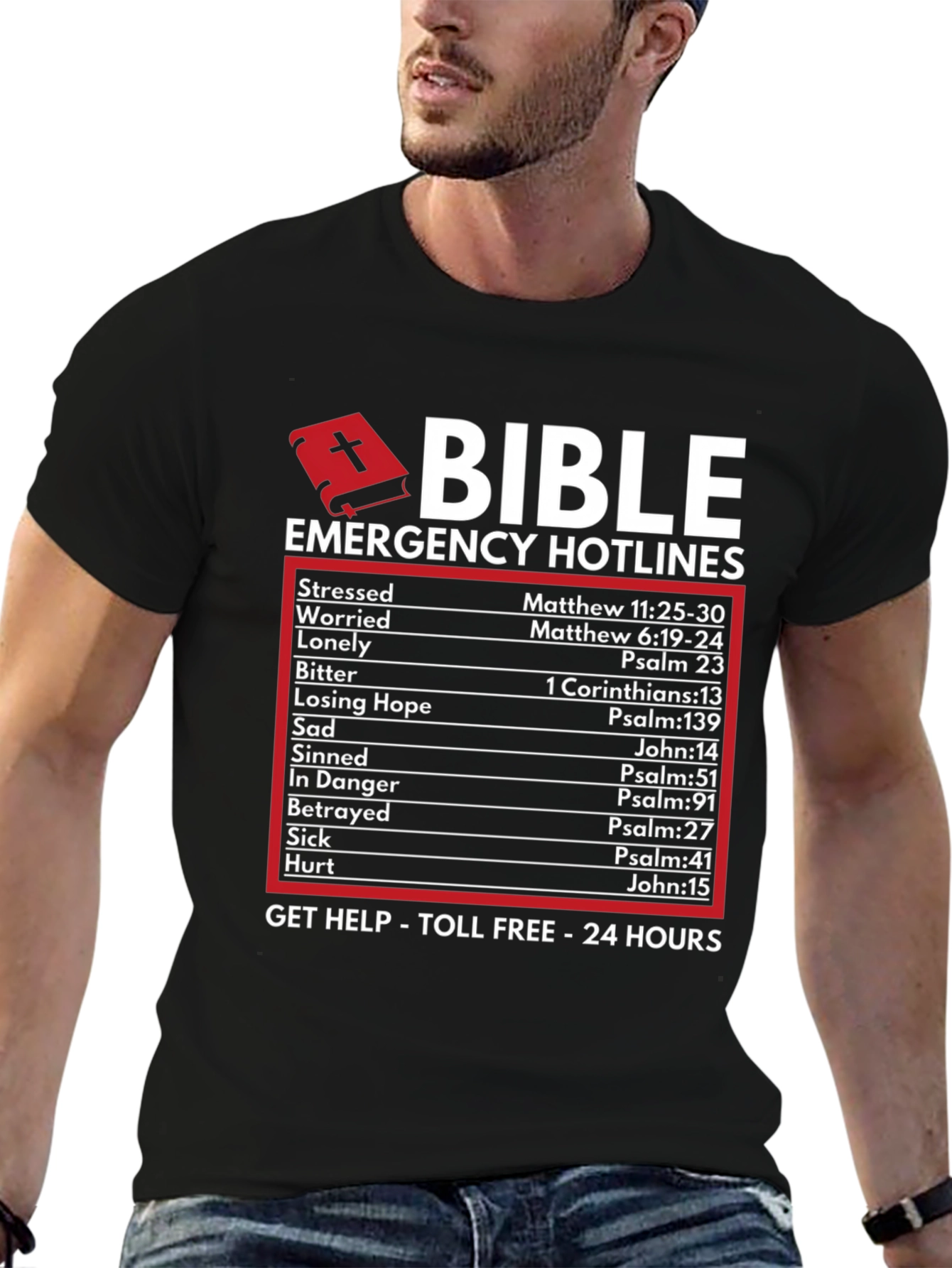 Camiseta Negra Biblia Emergencia: Fe y Consuelo