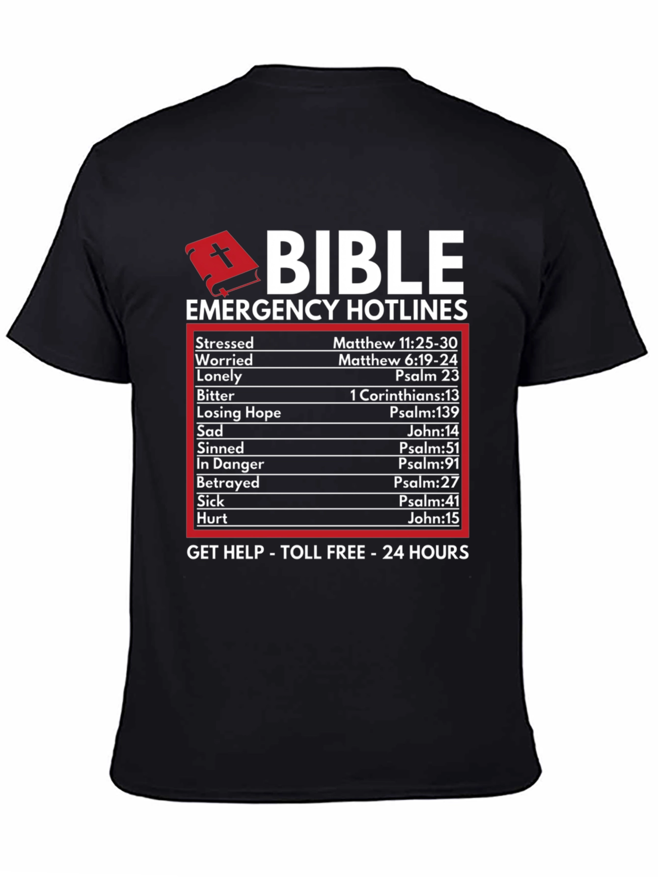 Camiseta Negra Biblia Emergencia: Fe y Consuelo