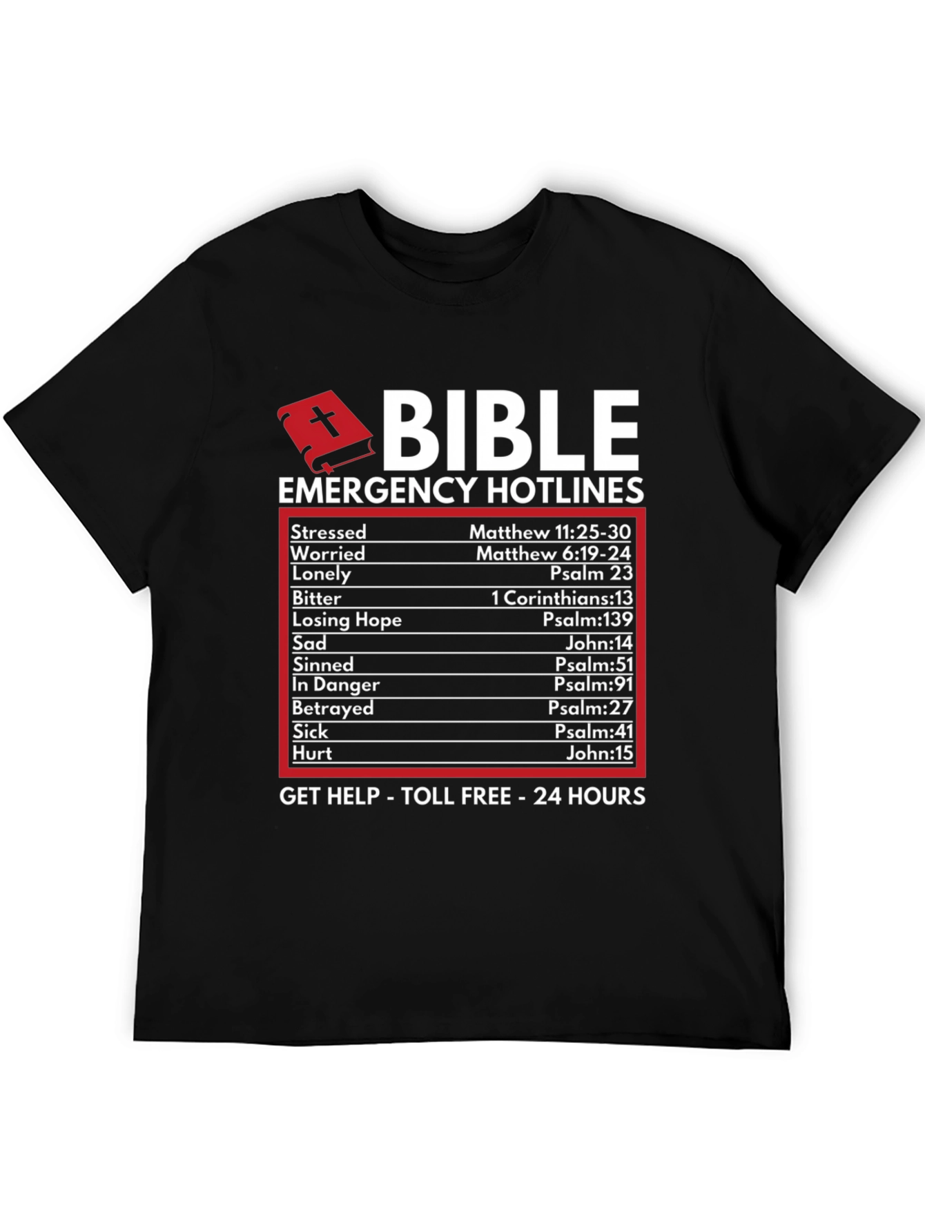 Camiseta Negra Biblia Emergencia: Fe y Consuelo