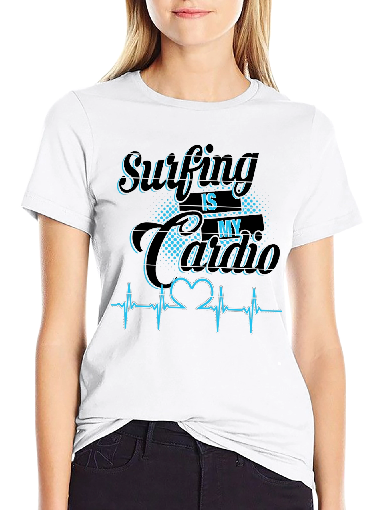 Camiseta Negra Surfing is my Cardio