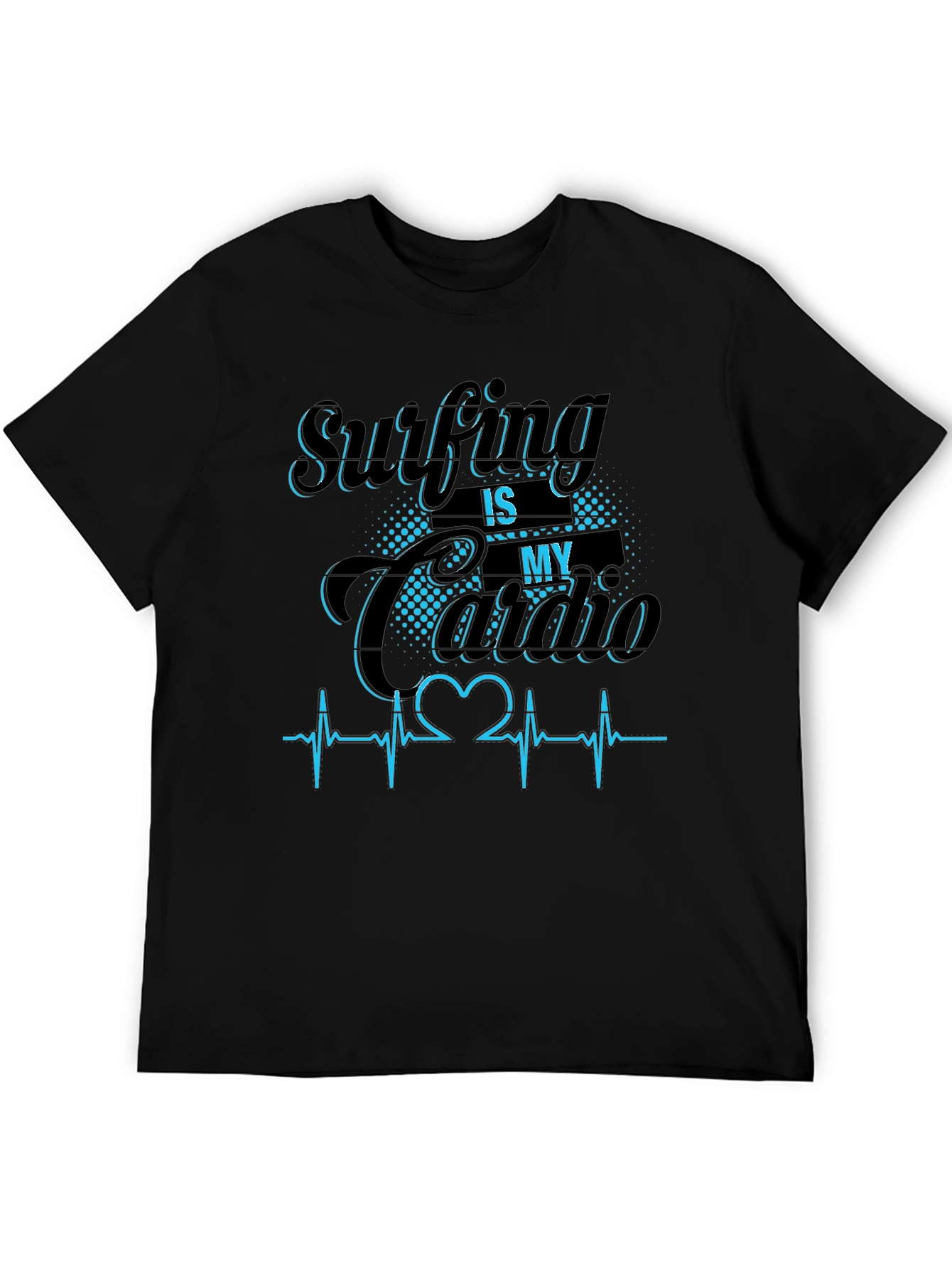 Camiseta Negra Surfing is my Cardio