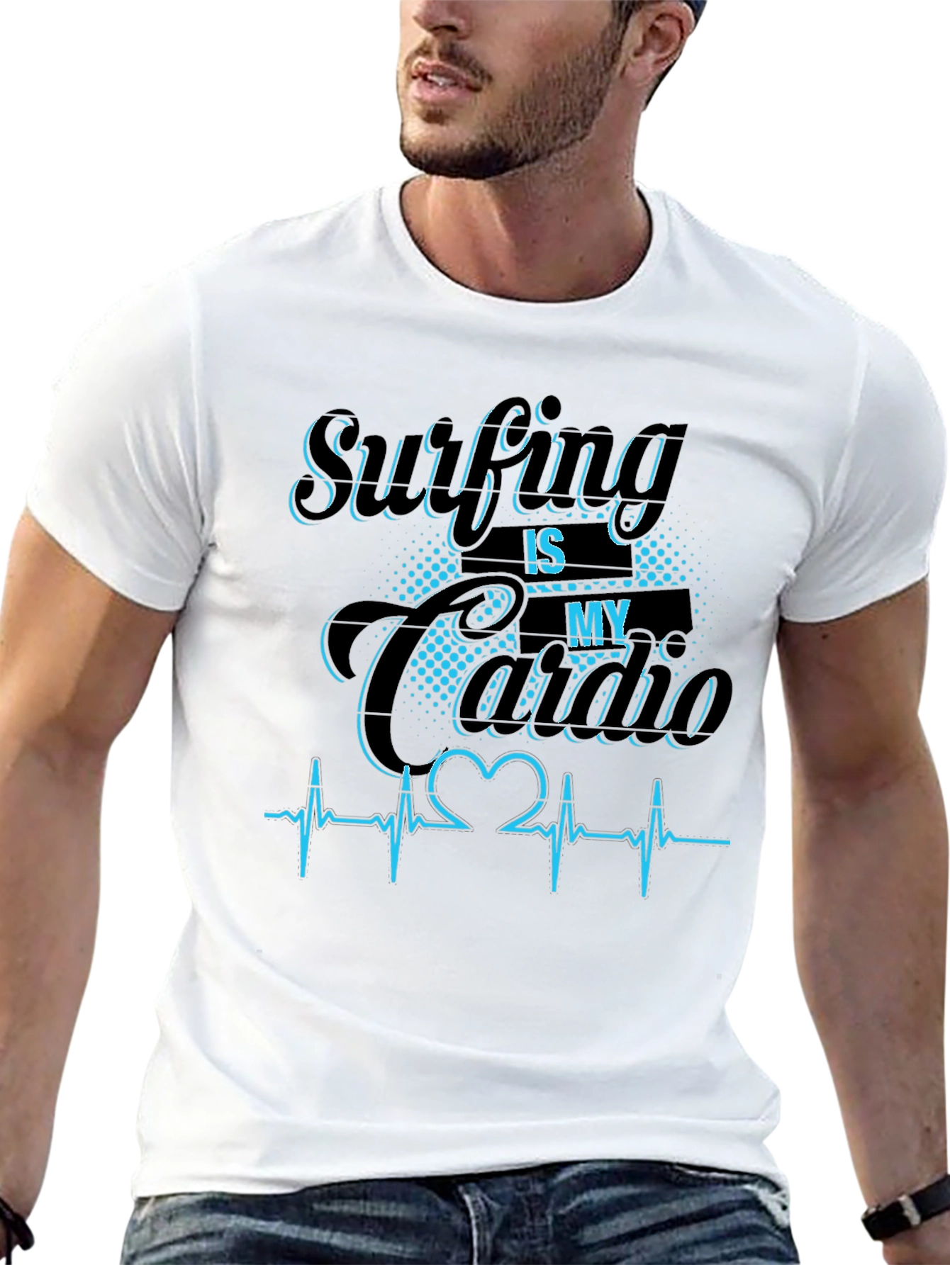 Camiseta Negra Surfing is my Cardio