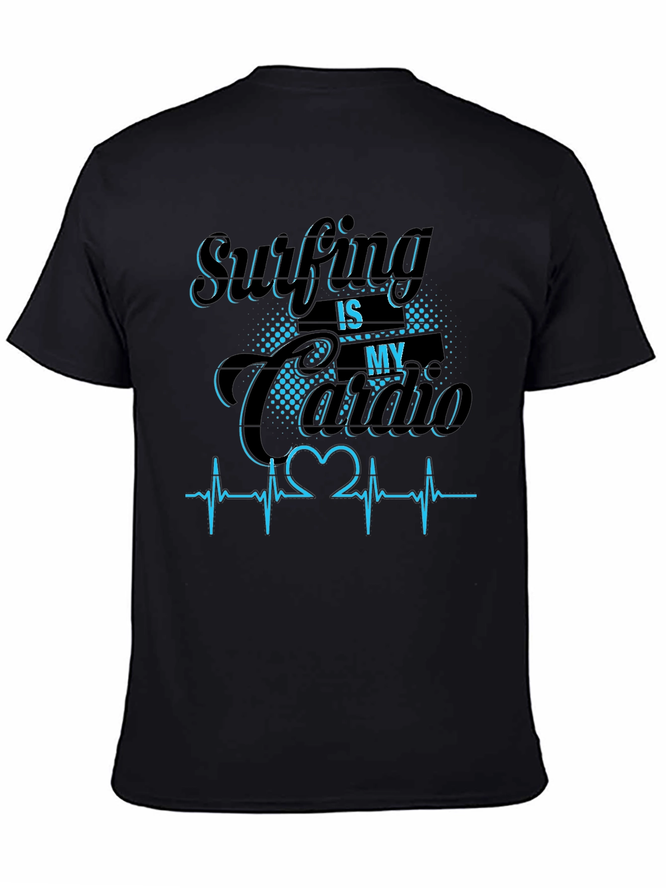 Camiseta Negra Surfing is my Cardio